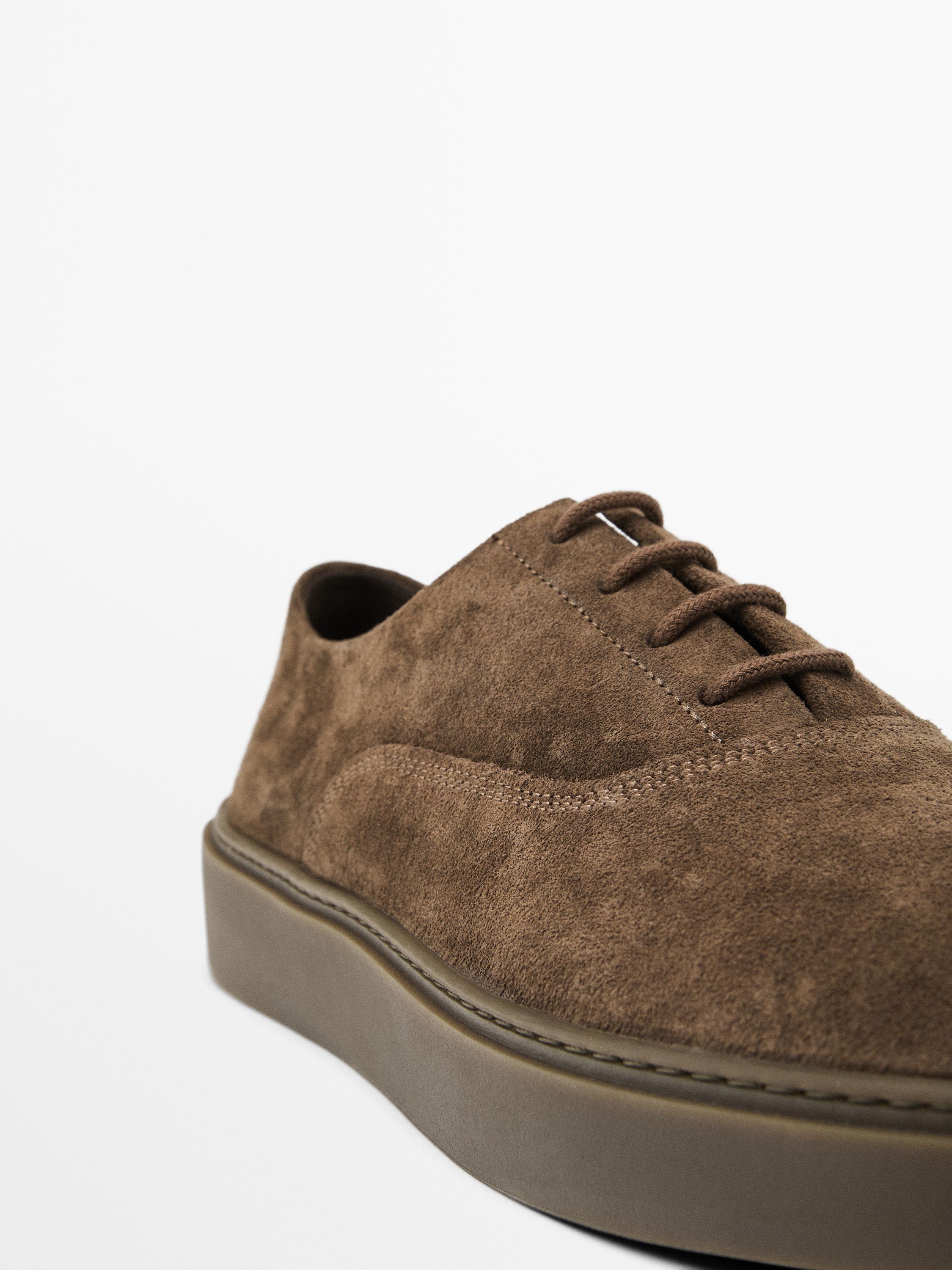 Split suede trainers