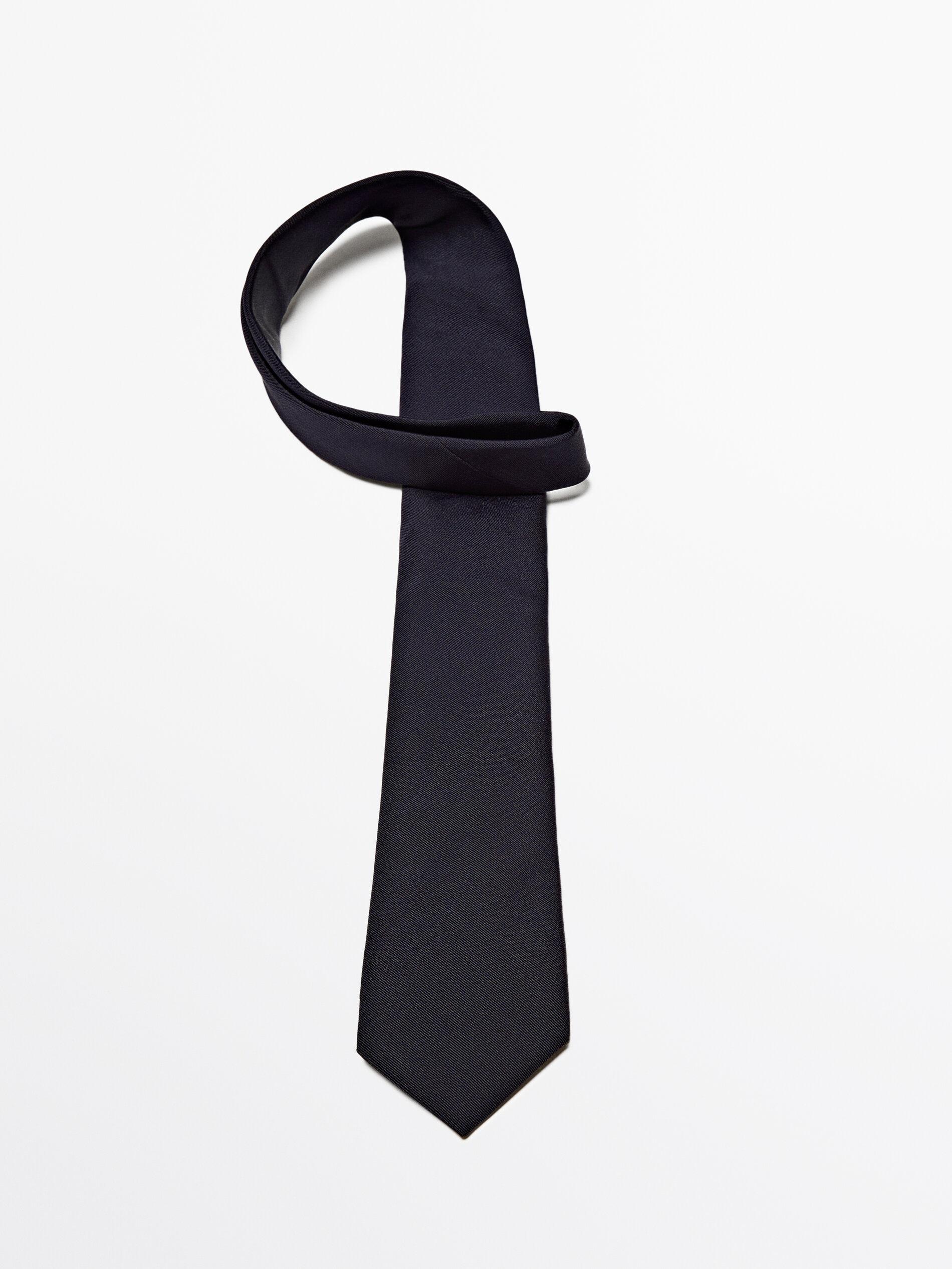 Cotton and silk blend twill tie — BLUE