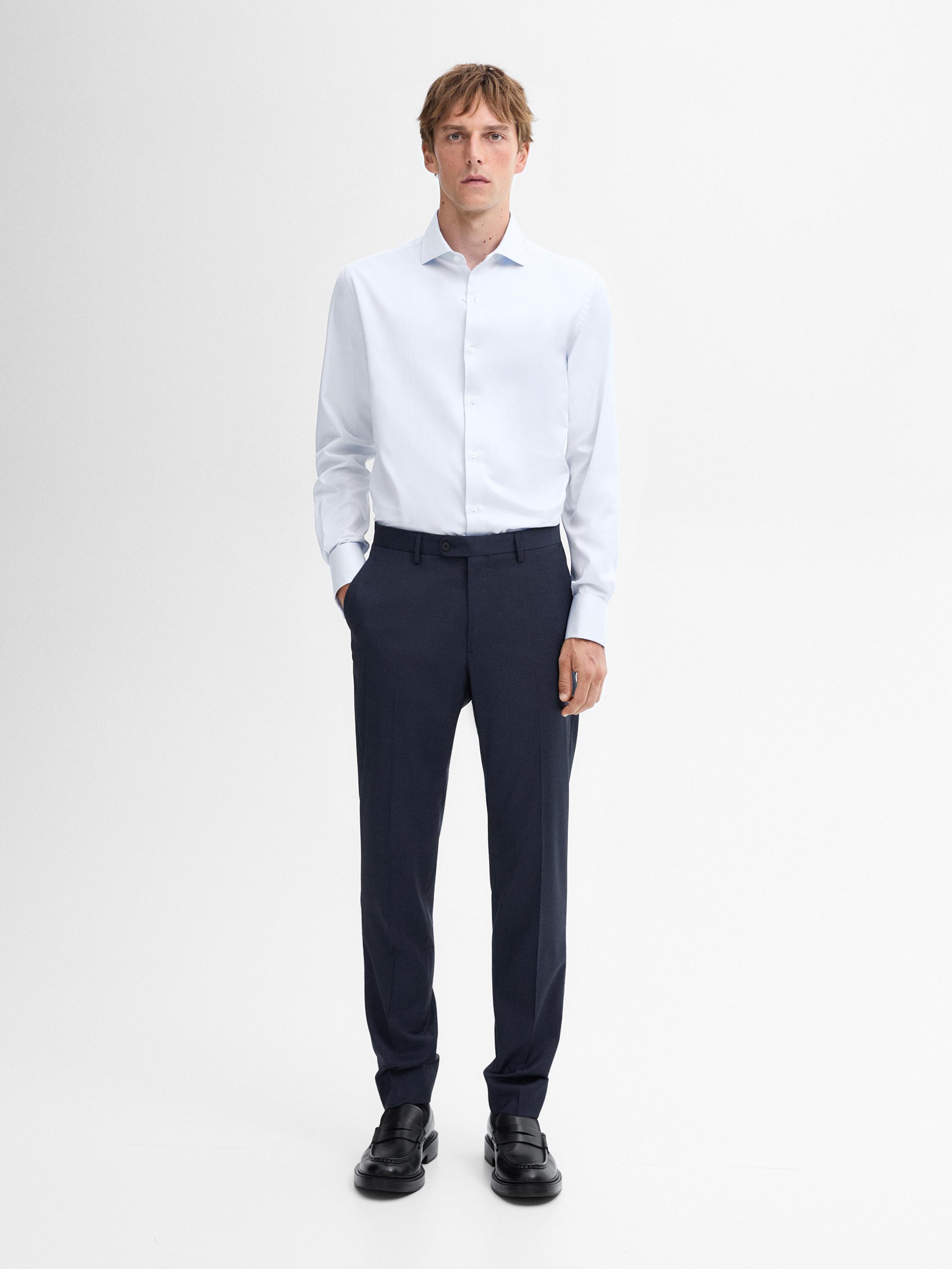 Slim-fit double cuff twill shirt