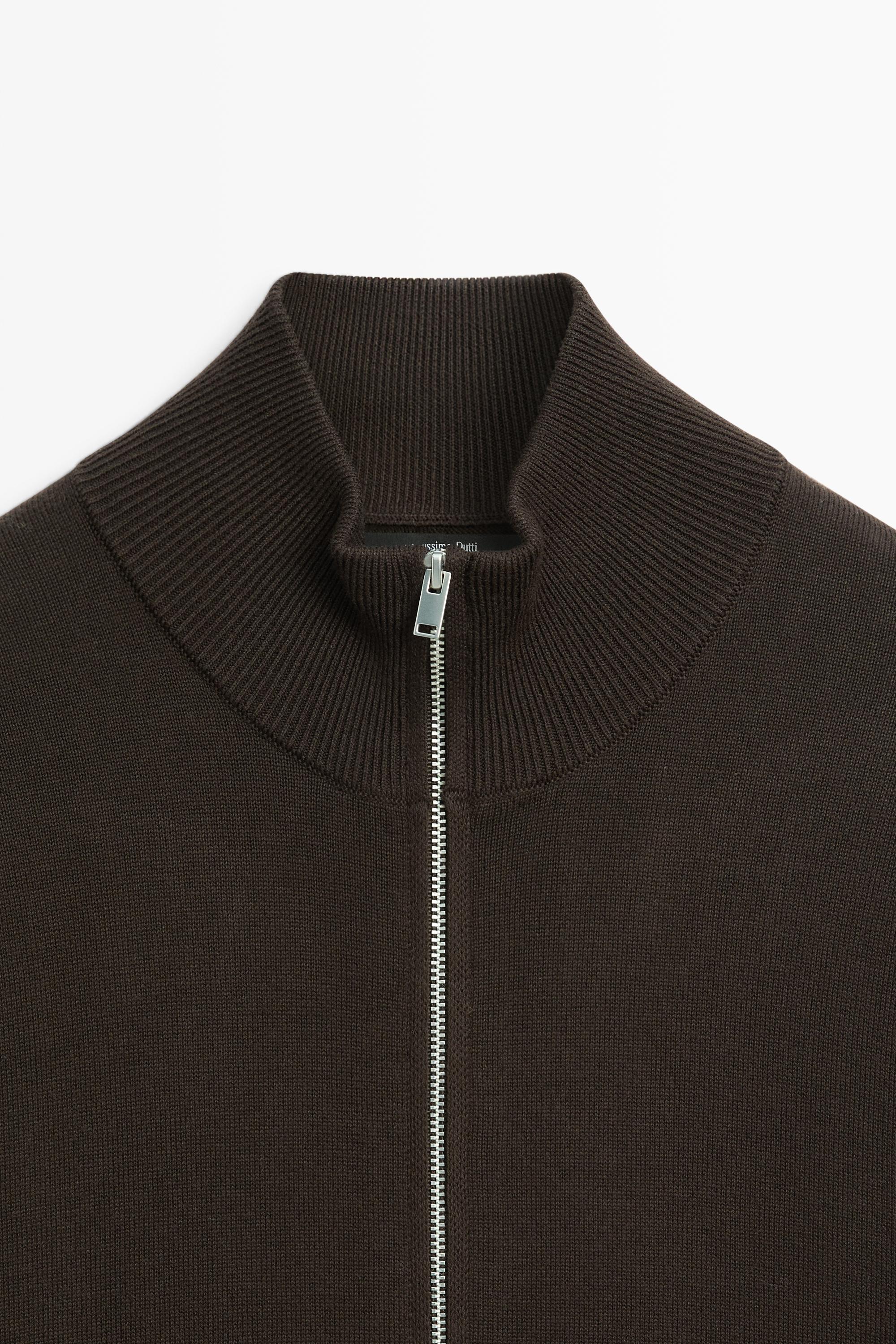 100% cotton knit cardigan — BROWN MARL