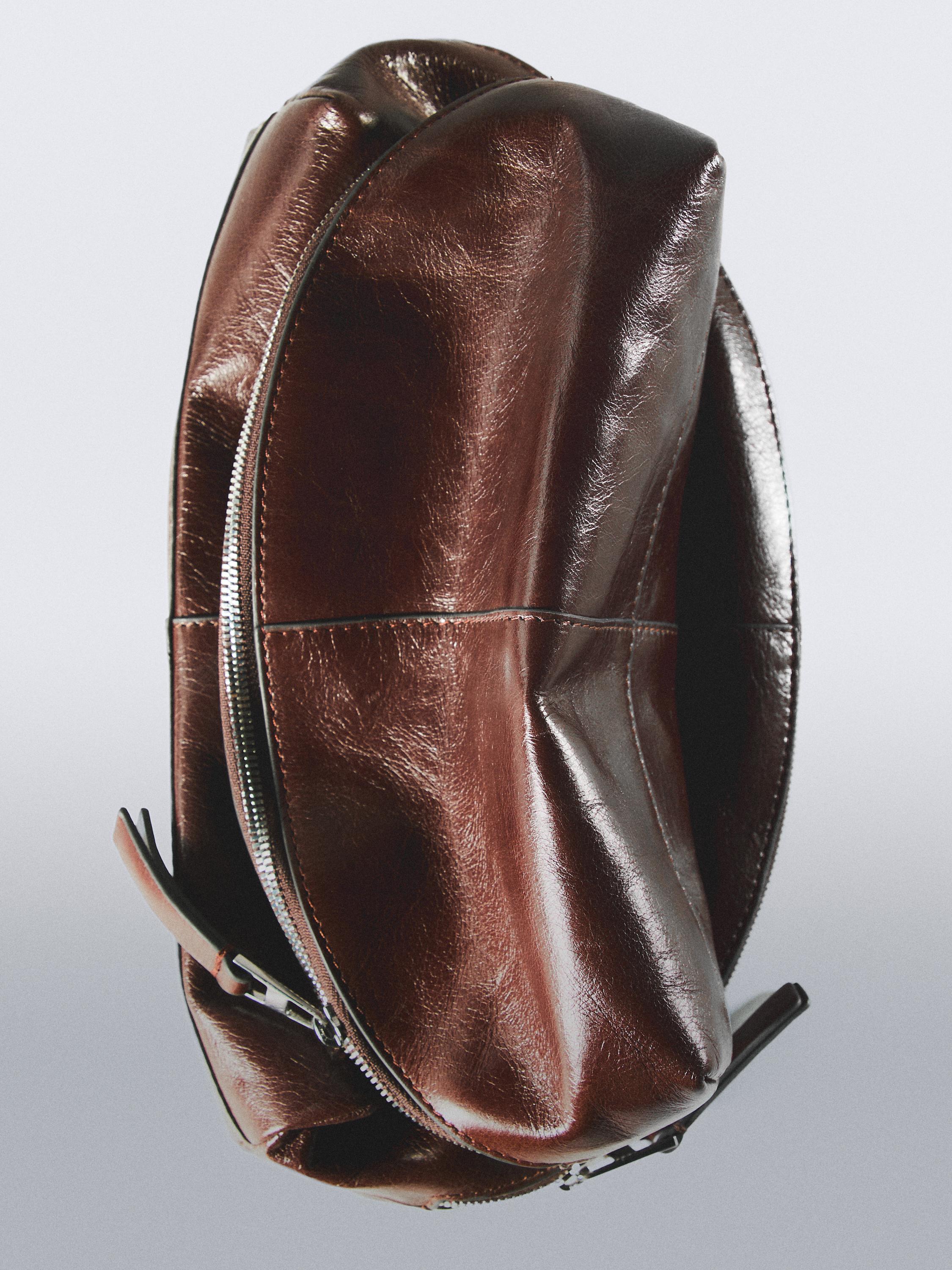 Crackled nappa leather flap bag