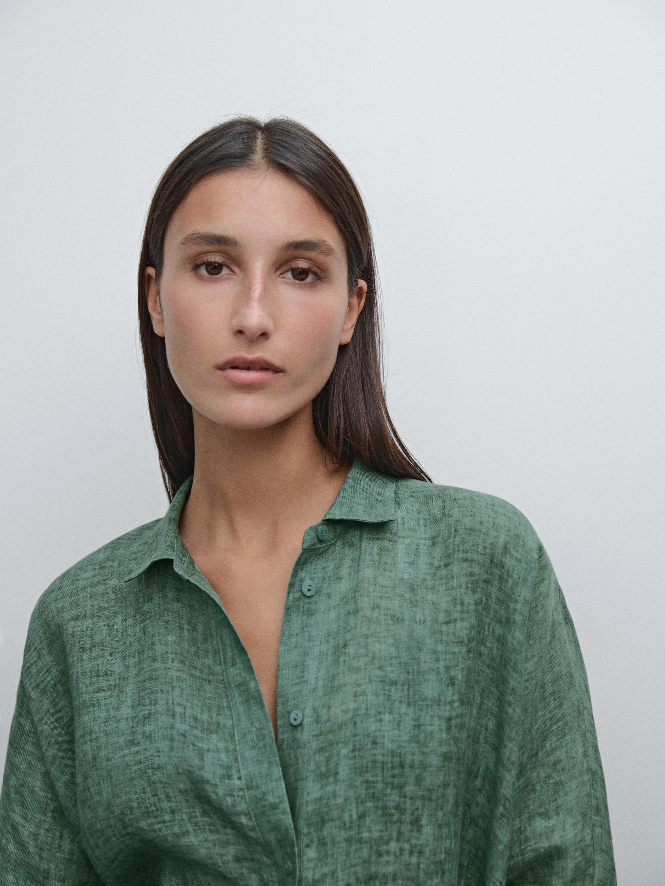 Long 100% linen overshirt