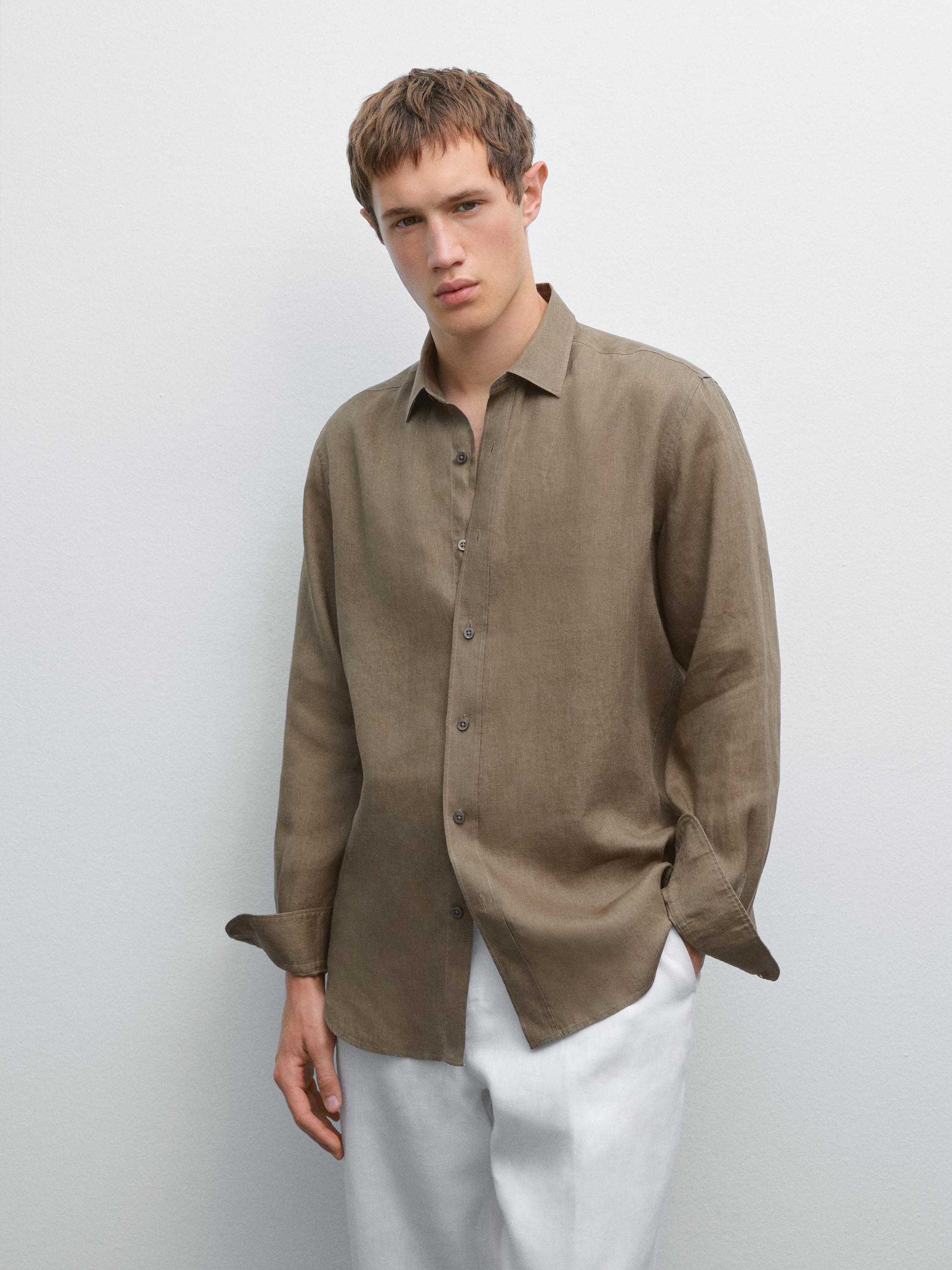 100% linen slim fit shirt
