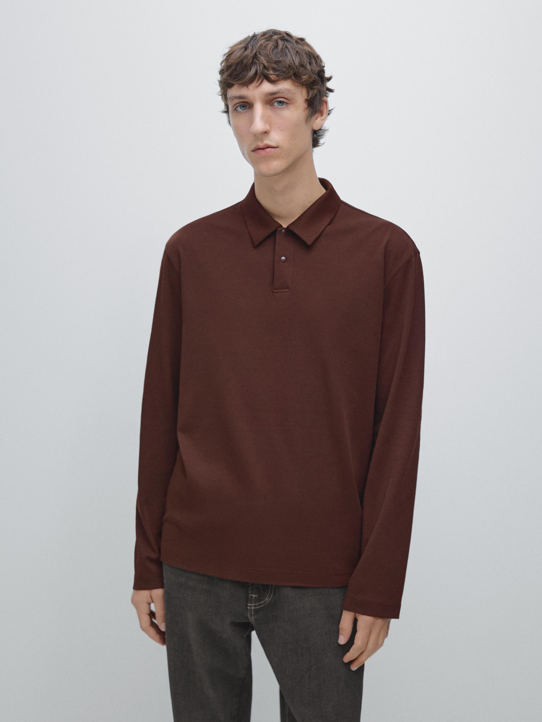 Tricou polo cu mânecă lungă și capse