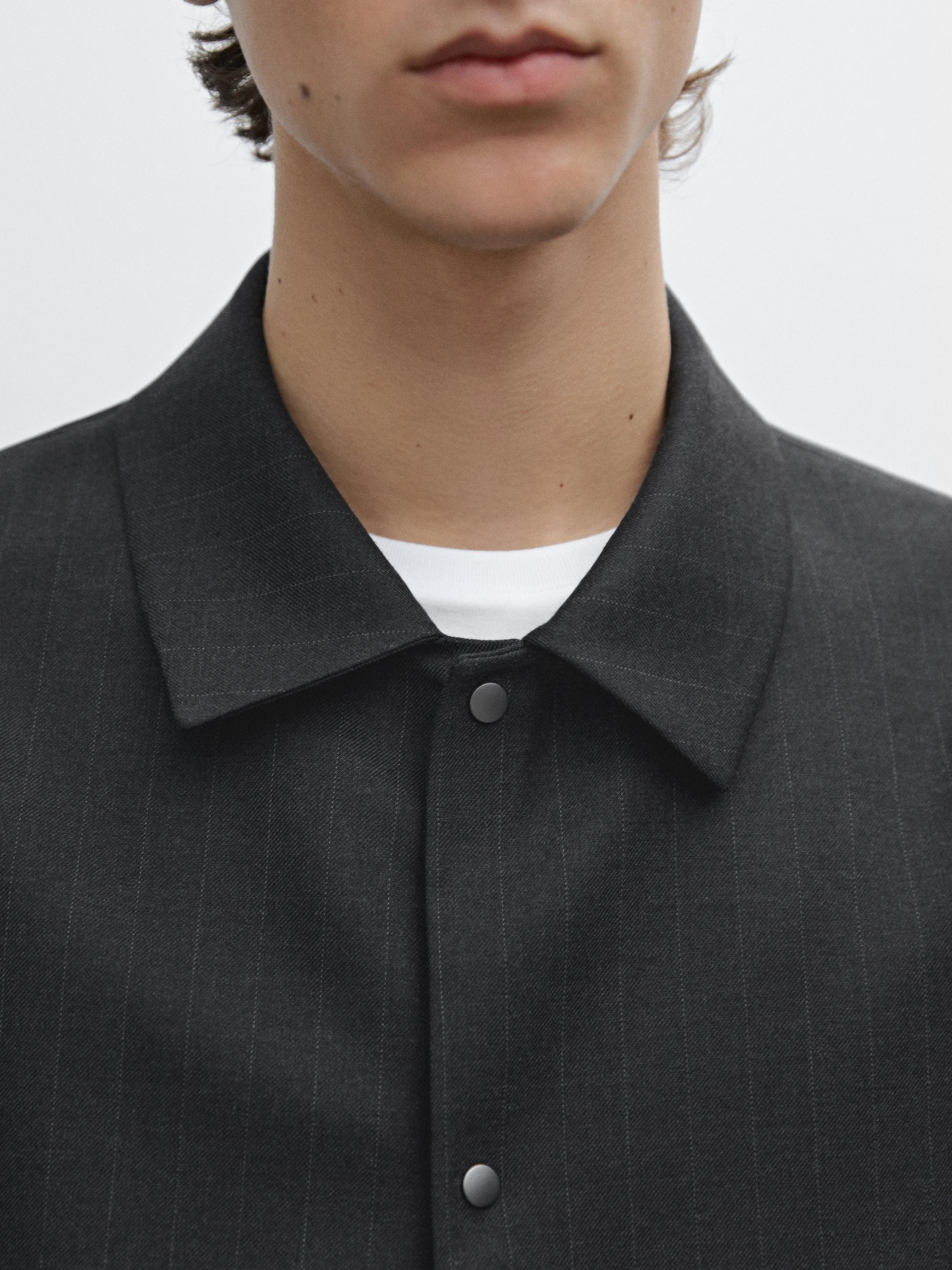Striped wool blend overshirt