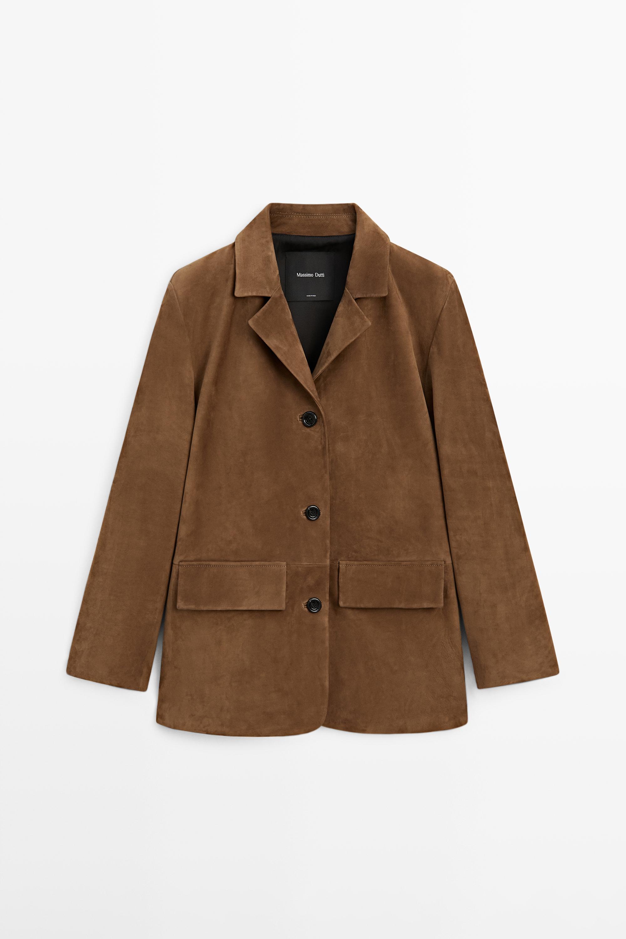 100% Suede lapel blazer — CAMEL
