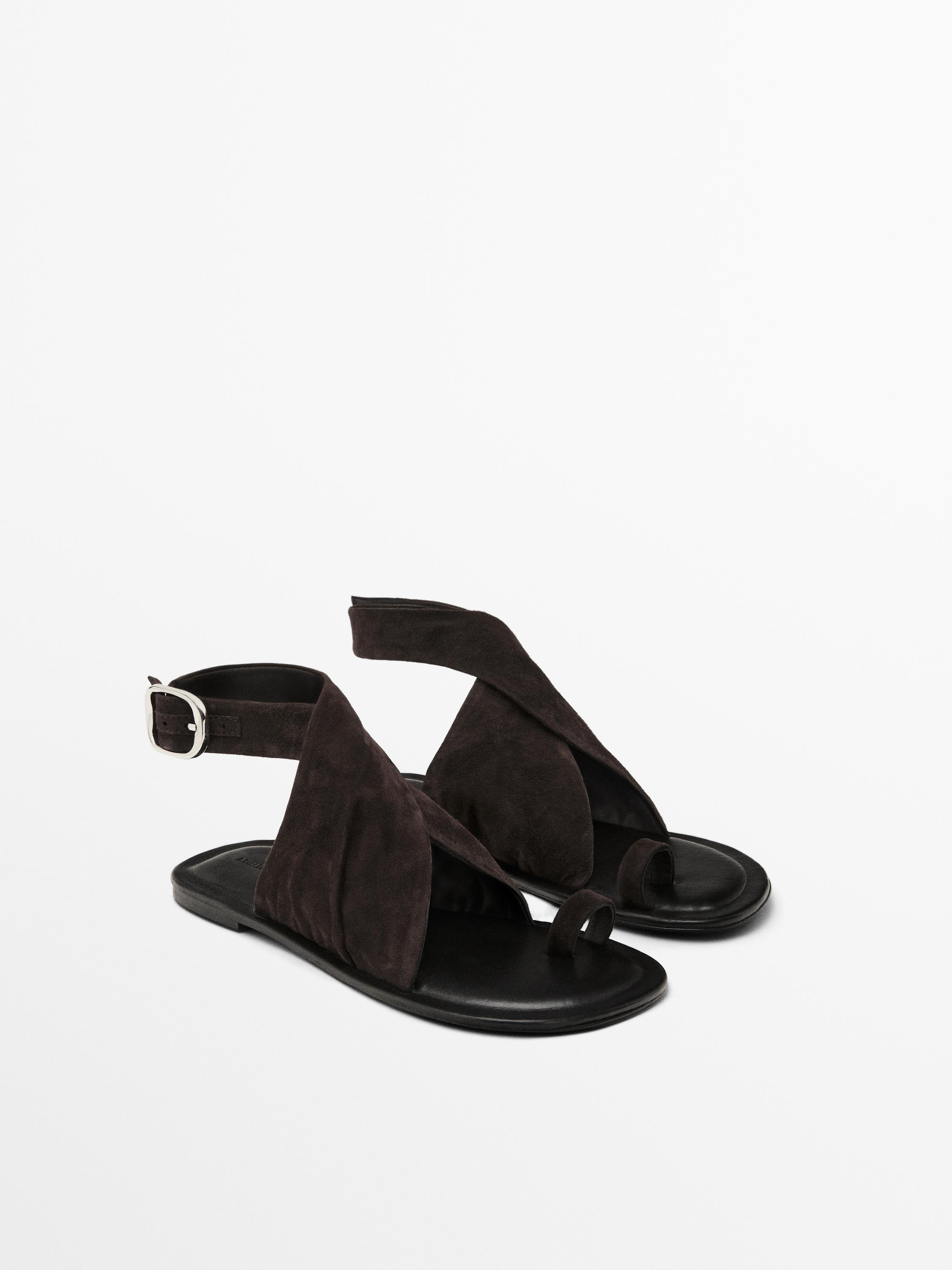 Suede crossover sandals