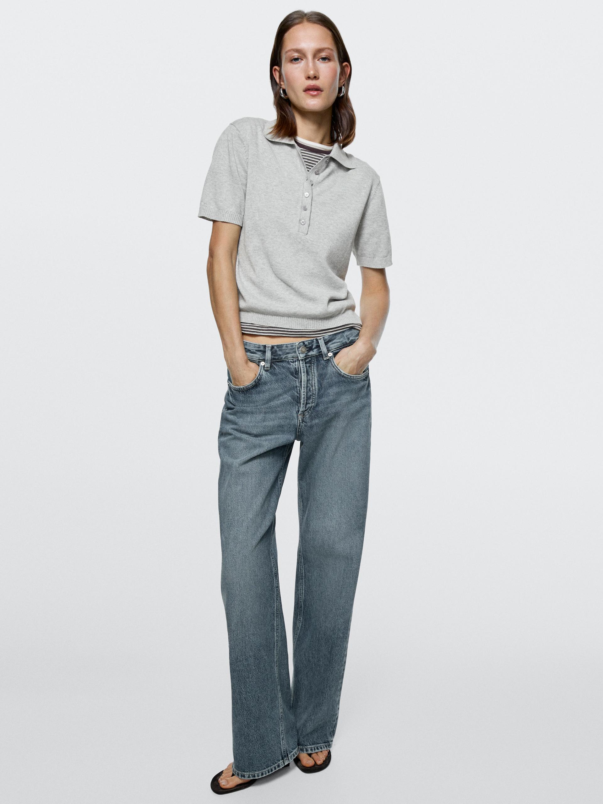 Jeans A Gamba Larga A Vita Media - Azzurro Chiaro - 42 (It 46) - Massimo Dutti - Femminile