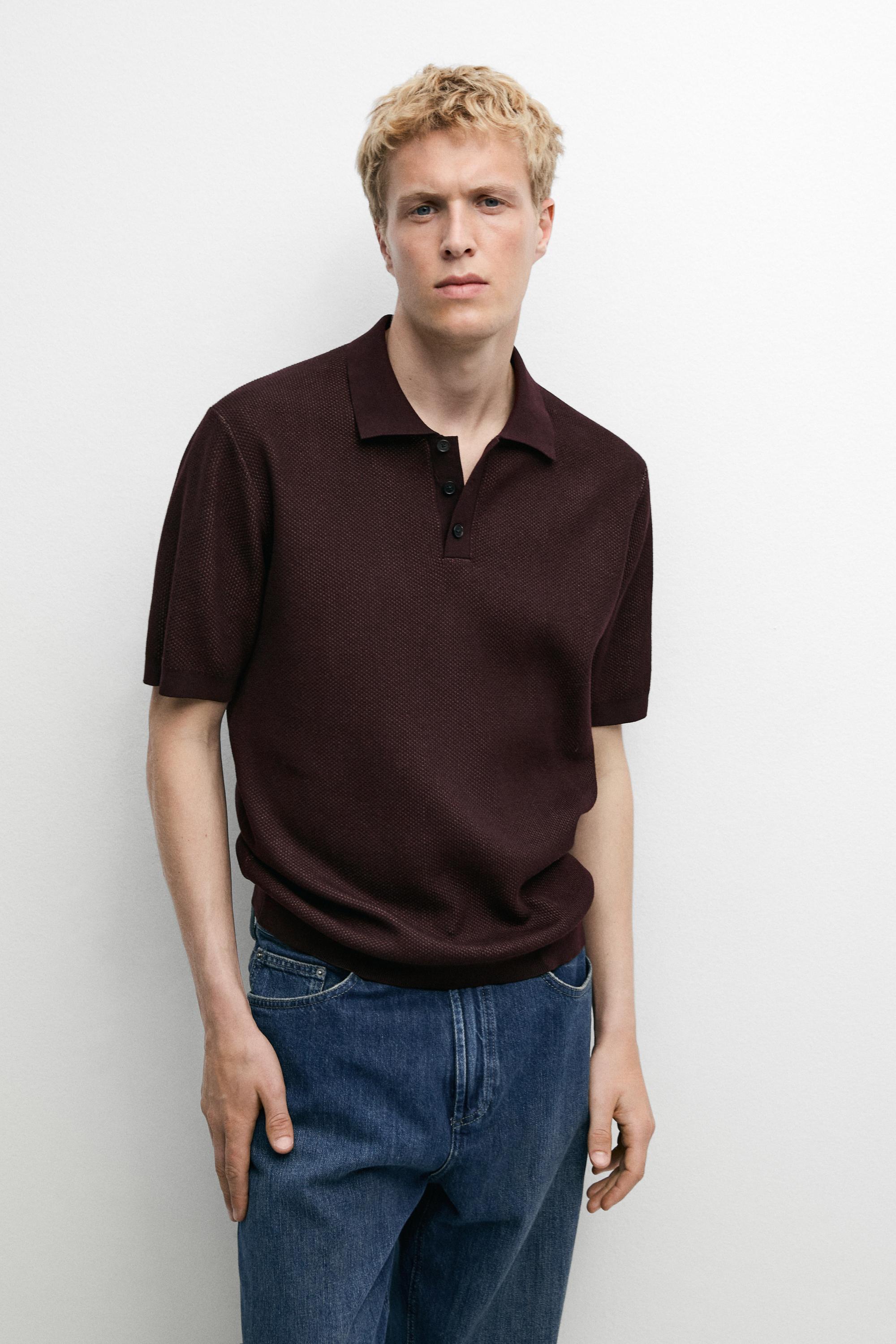 Polo in cotone 100% con texture
