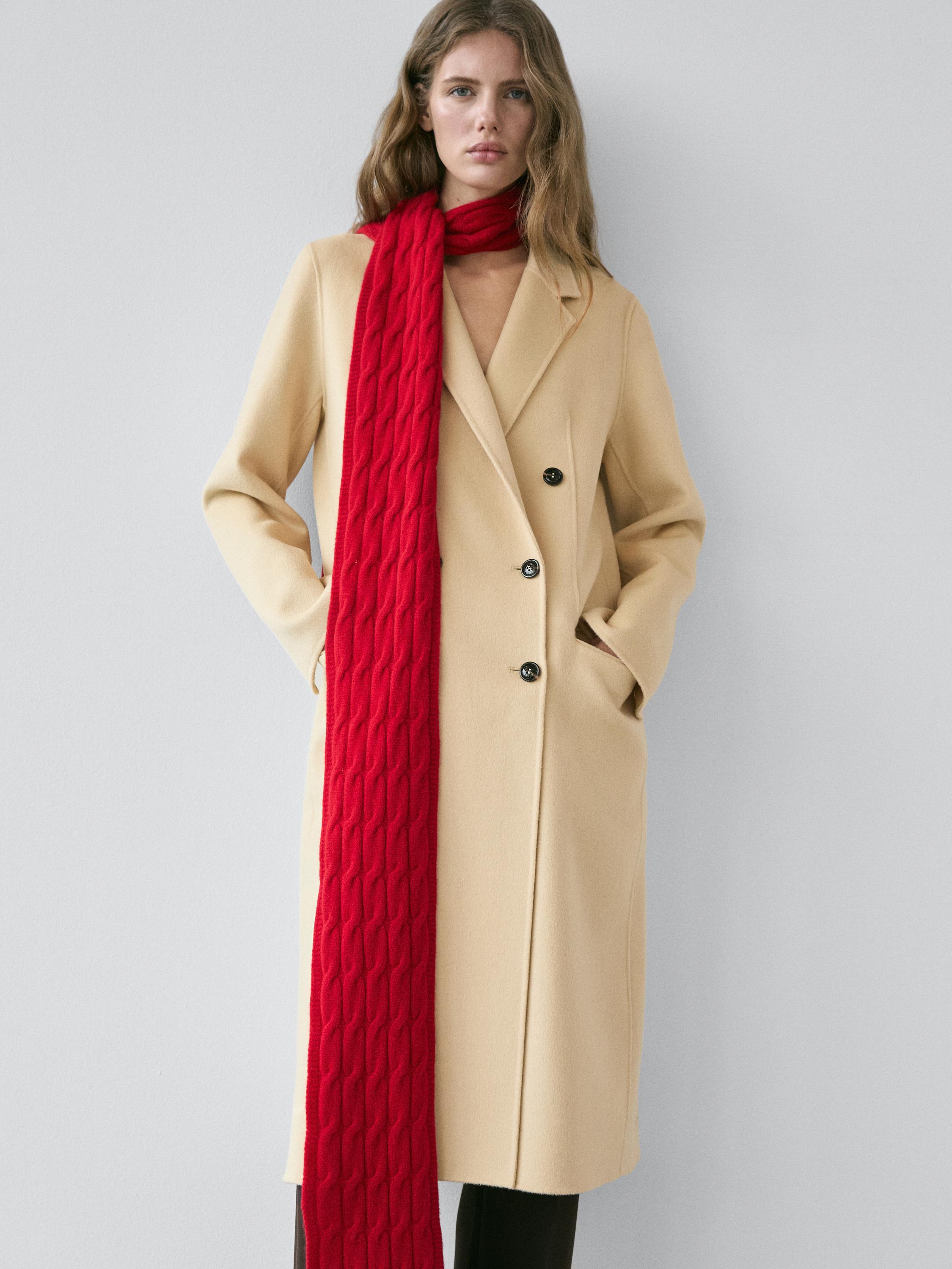 Long wool blend surplice coat