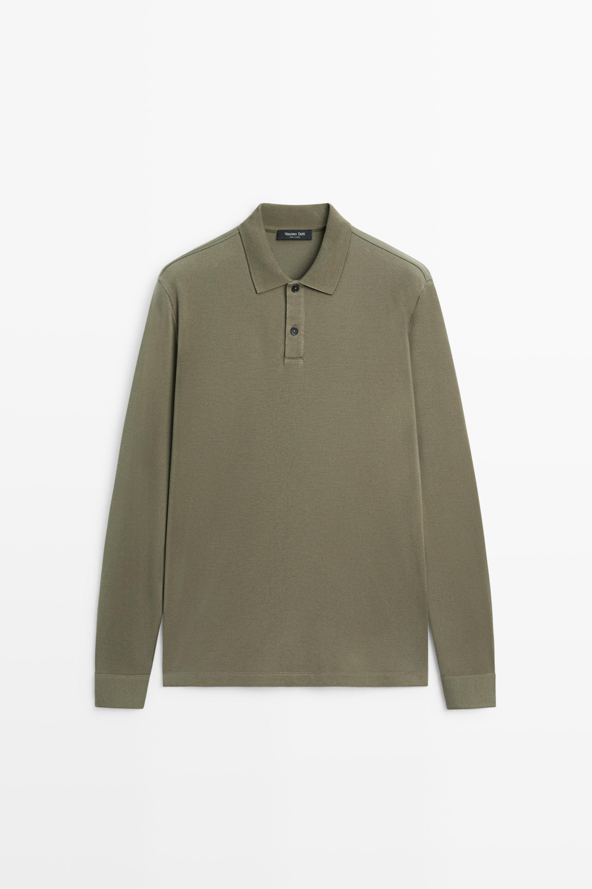 100% katoenen polotrui met microstructuur