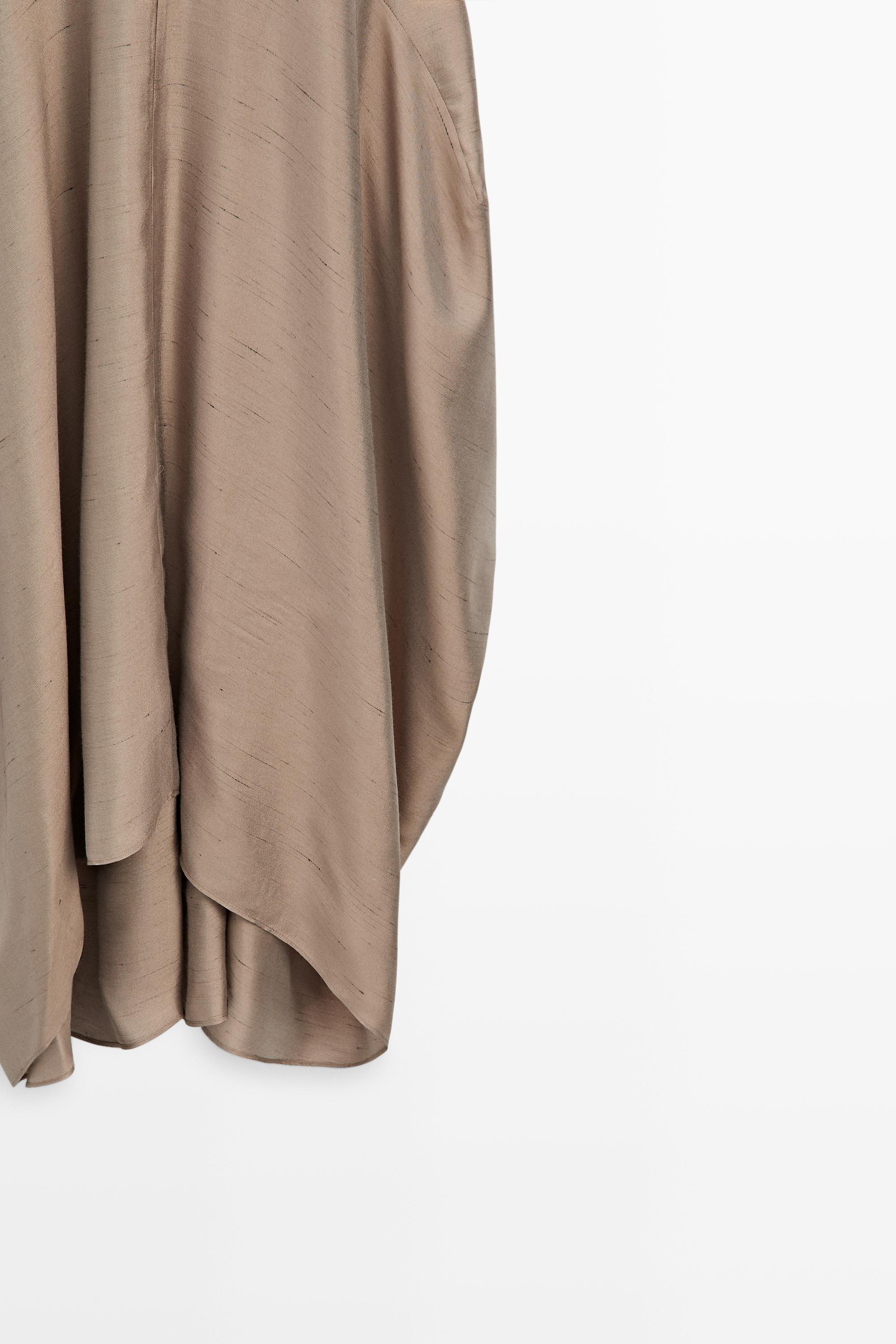 Satin halter flowing dress - STUDIO — BROWN