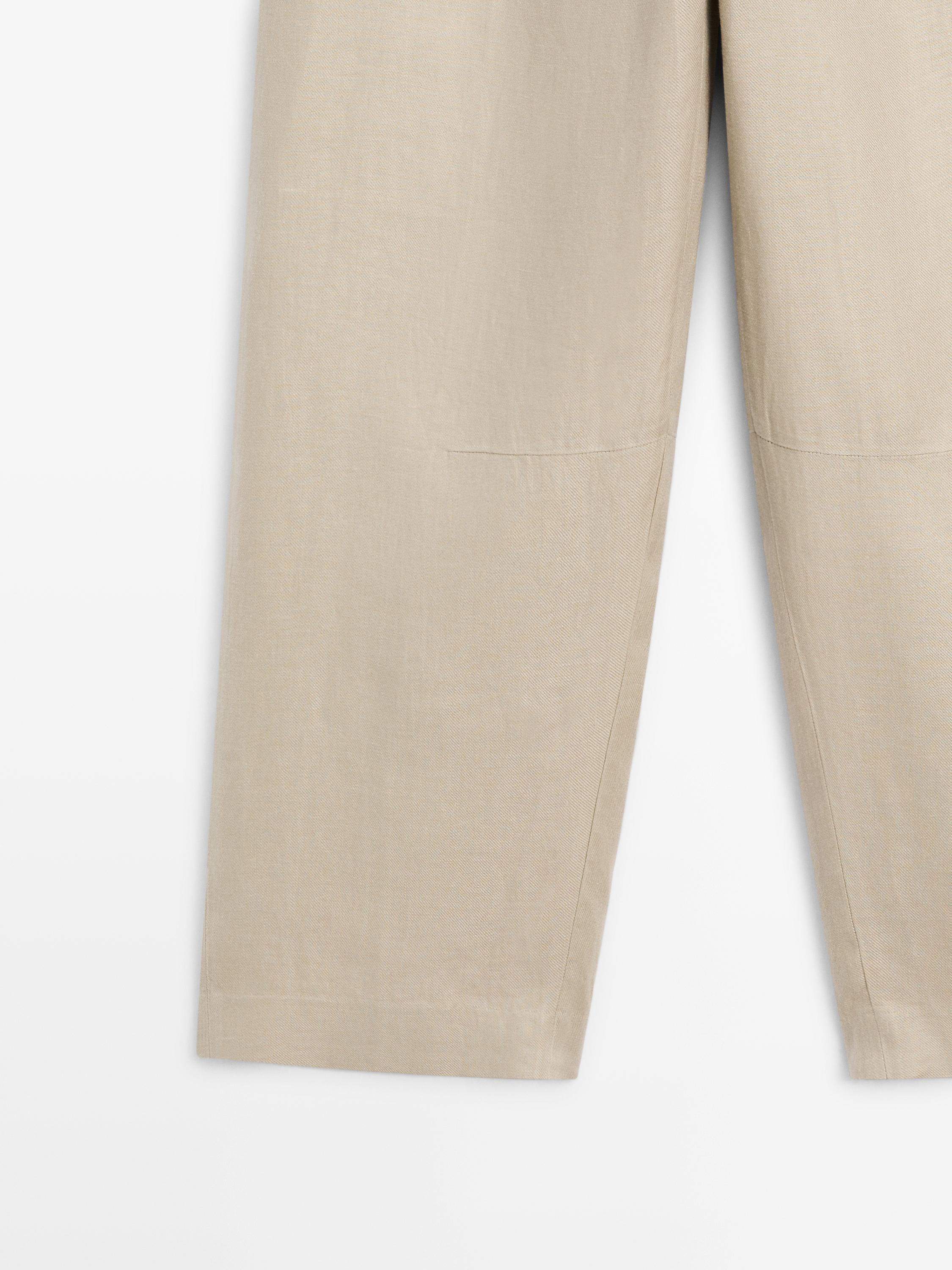 Flowing 100% linen trousers — STONE