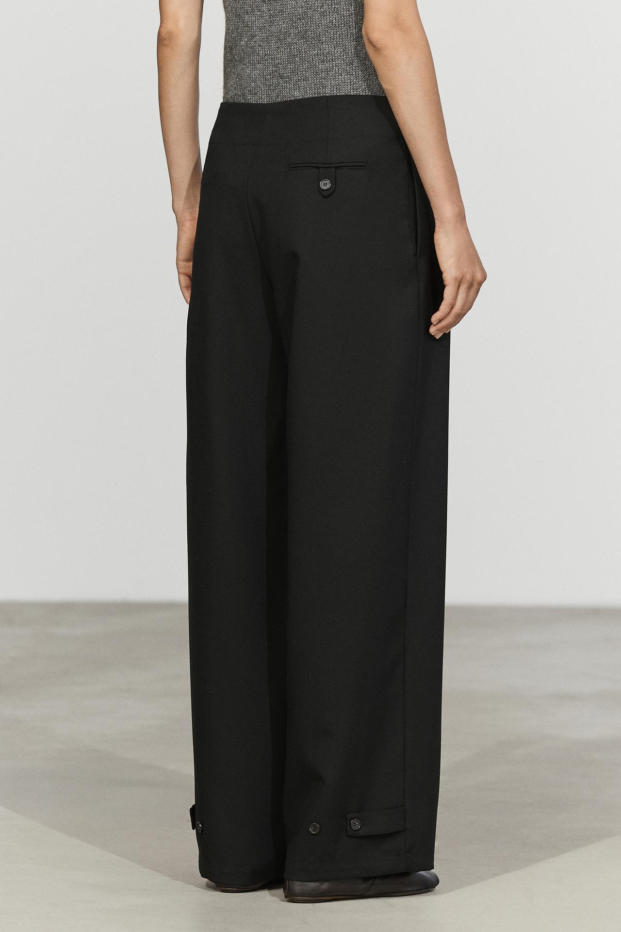 Cargo pants with hem button detail — BLACK