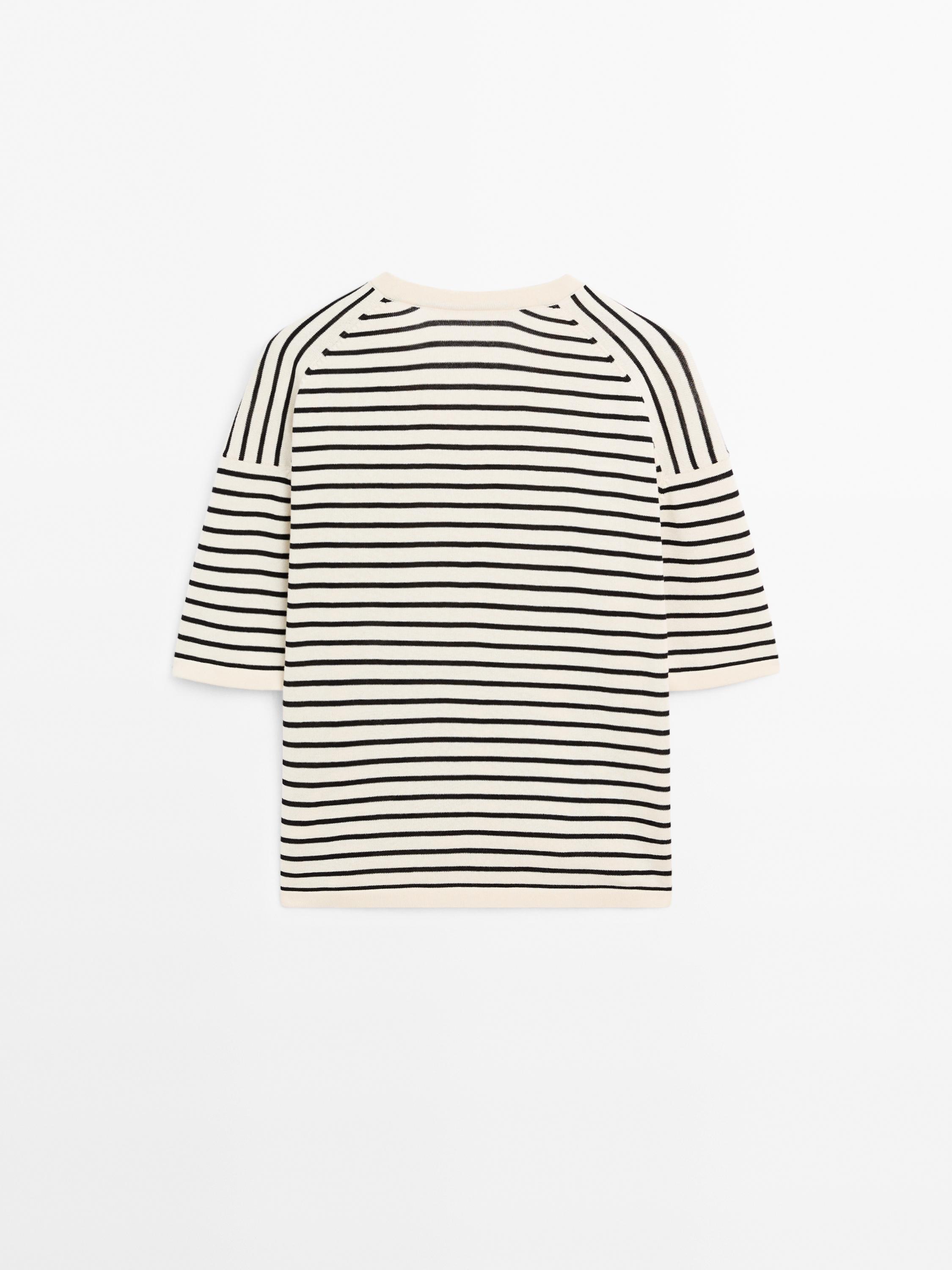 Striped V-neck sweater