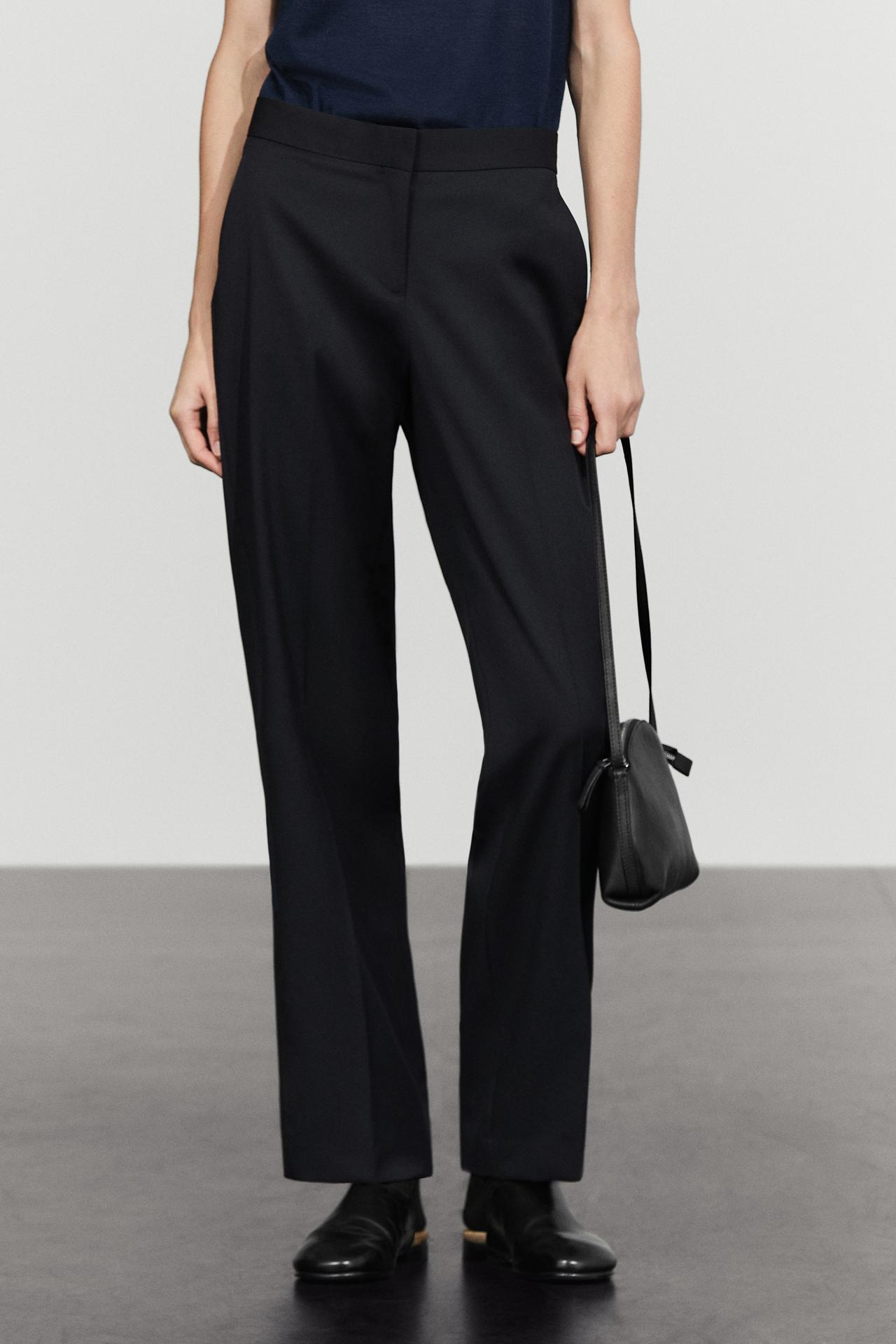 100% cool wool straight fit trousers — NAVY BLUE