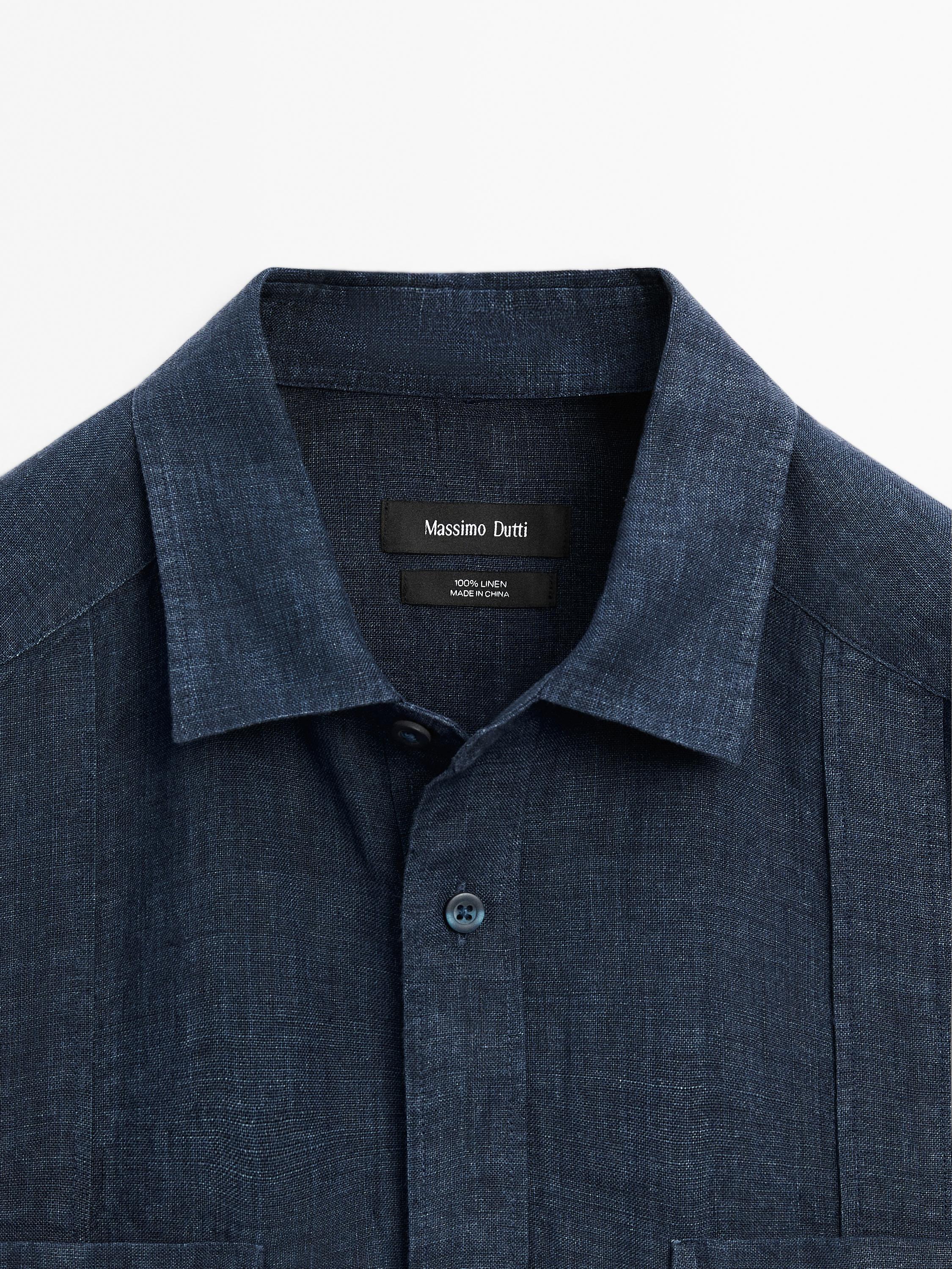 Koszula z ozdobnymi plisami ze 100% lnu