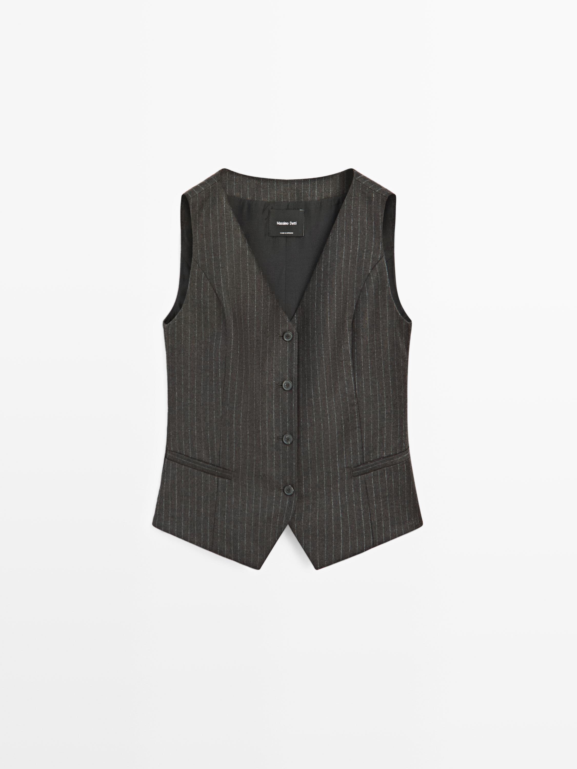 100% wool pinstripe waistcoat