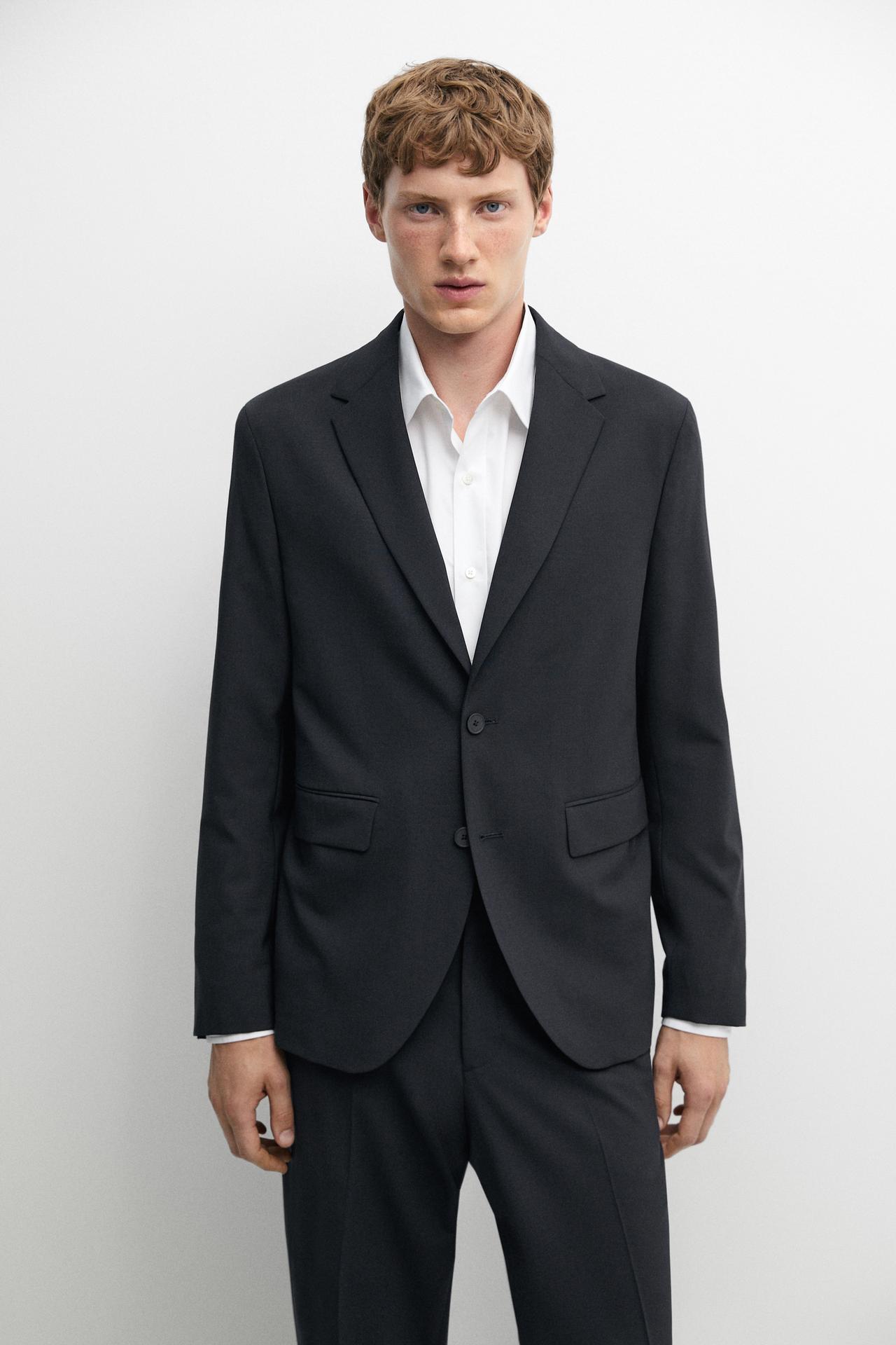 Wool blend suit blazer — NAVY BLUE