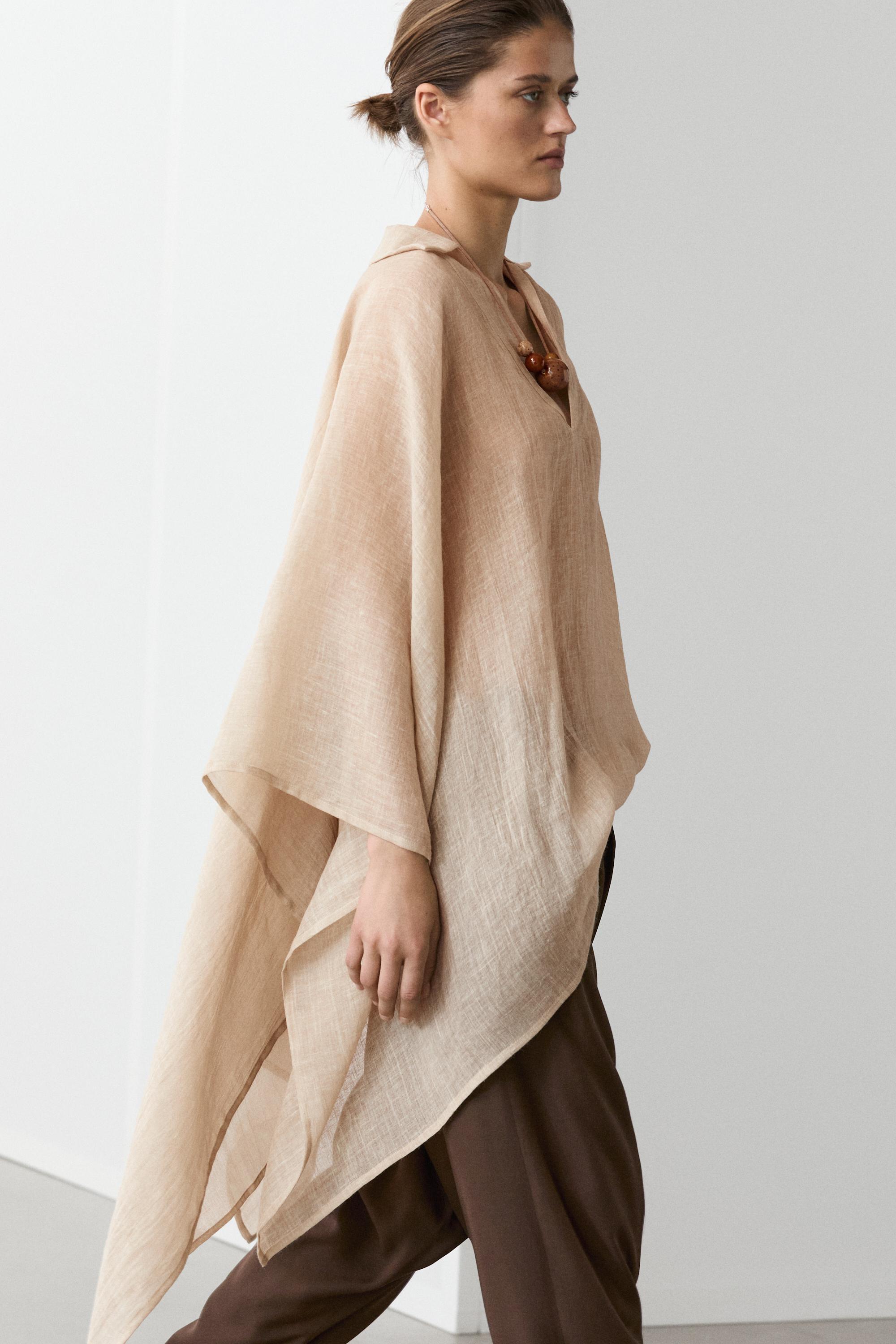 100% ramie cape — BEIGE