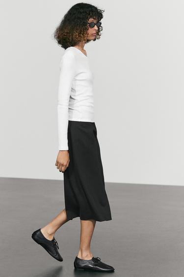100% cotton V-neck long sleeve T-shirt — Off white 5