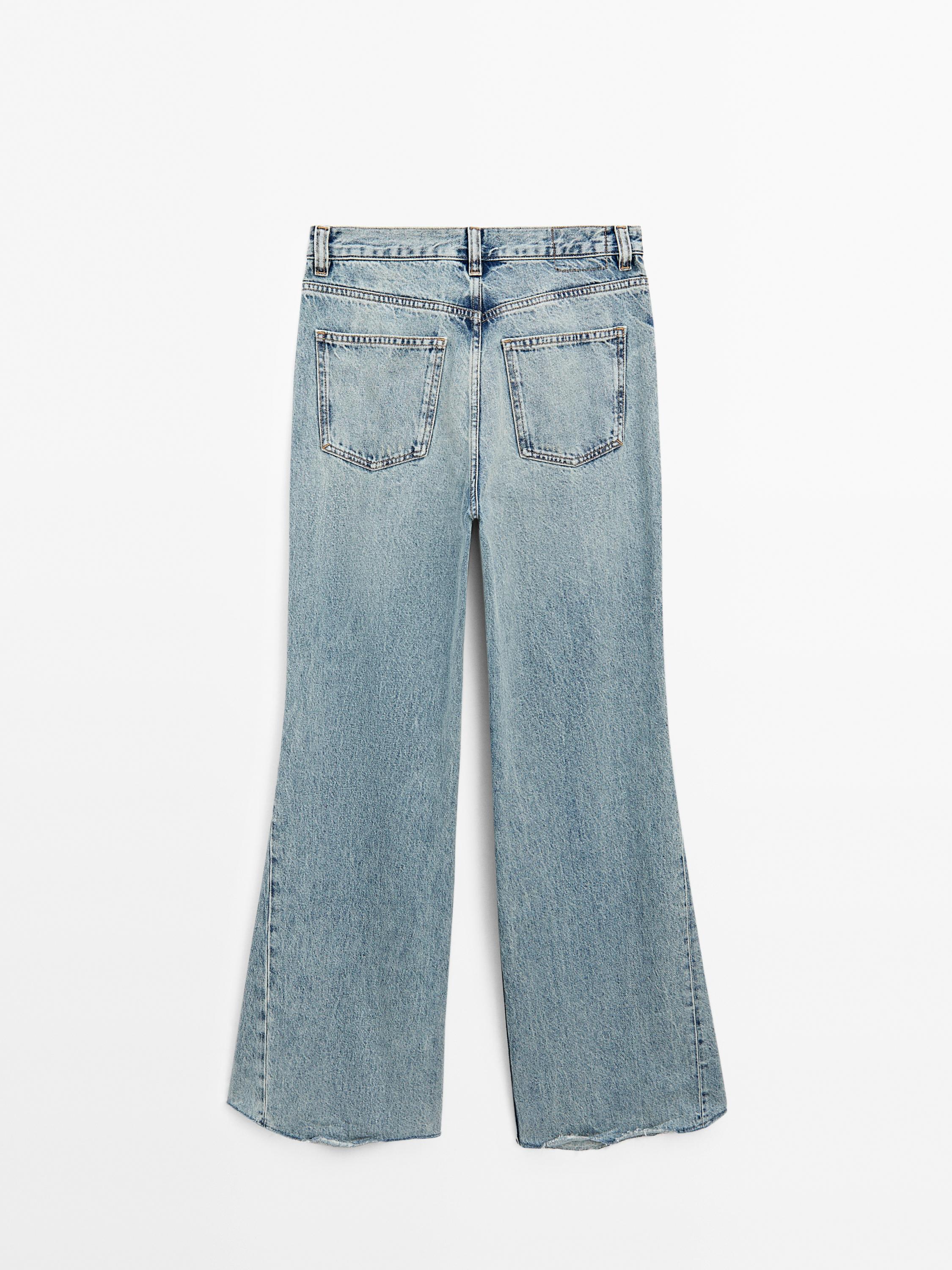 High-waist flared cotton jeans