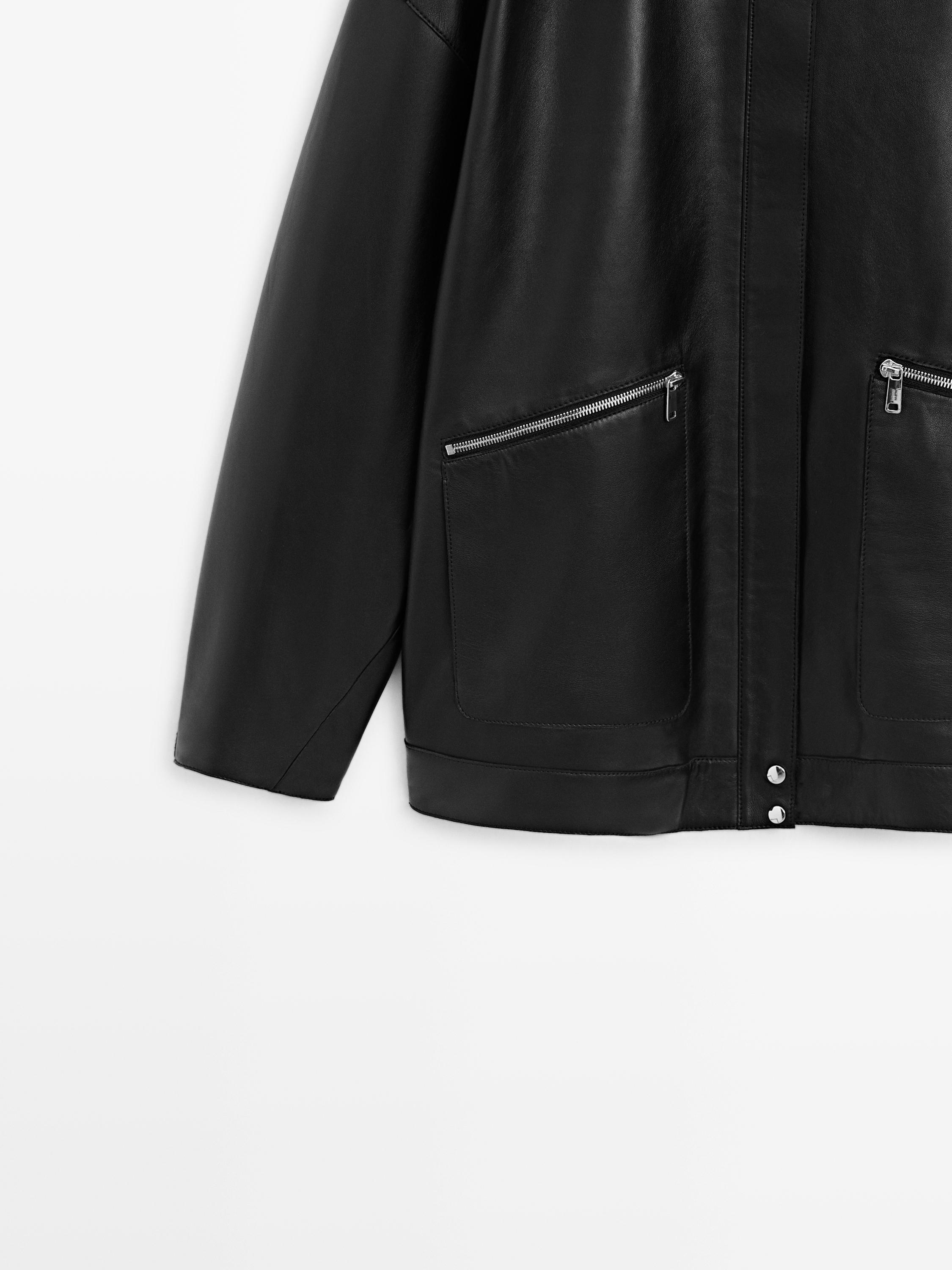 Nappa leather jacket with pocket details · Black · Bomberâ Jacket
