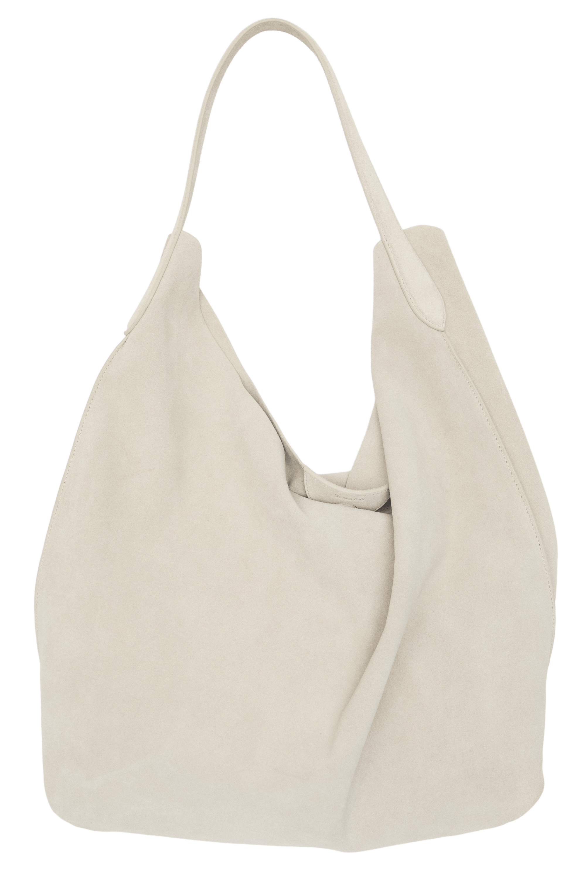 Maxi split suede leather shoulder bag — Ecru