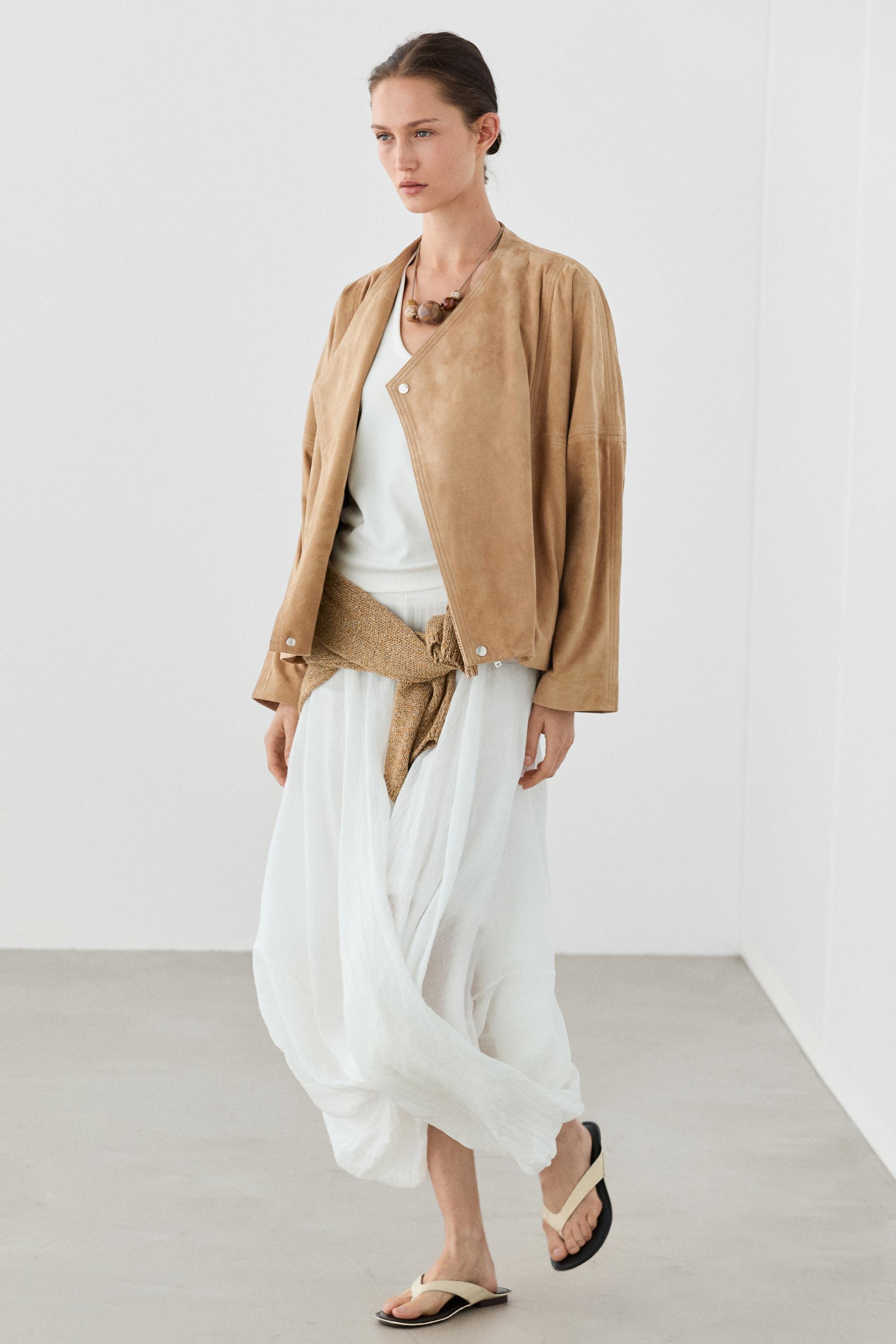 Double-breasted suede jacket