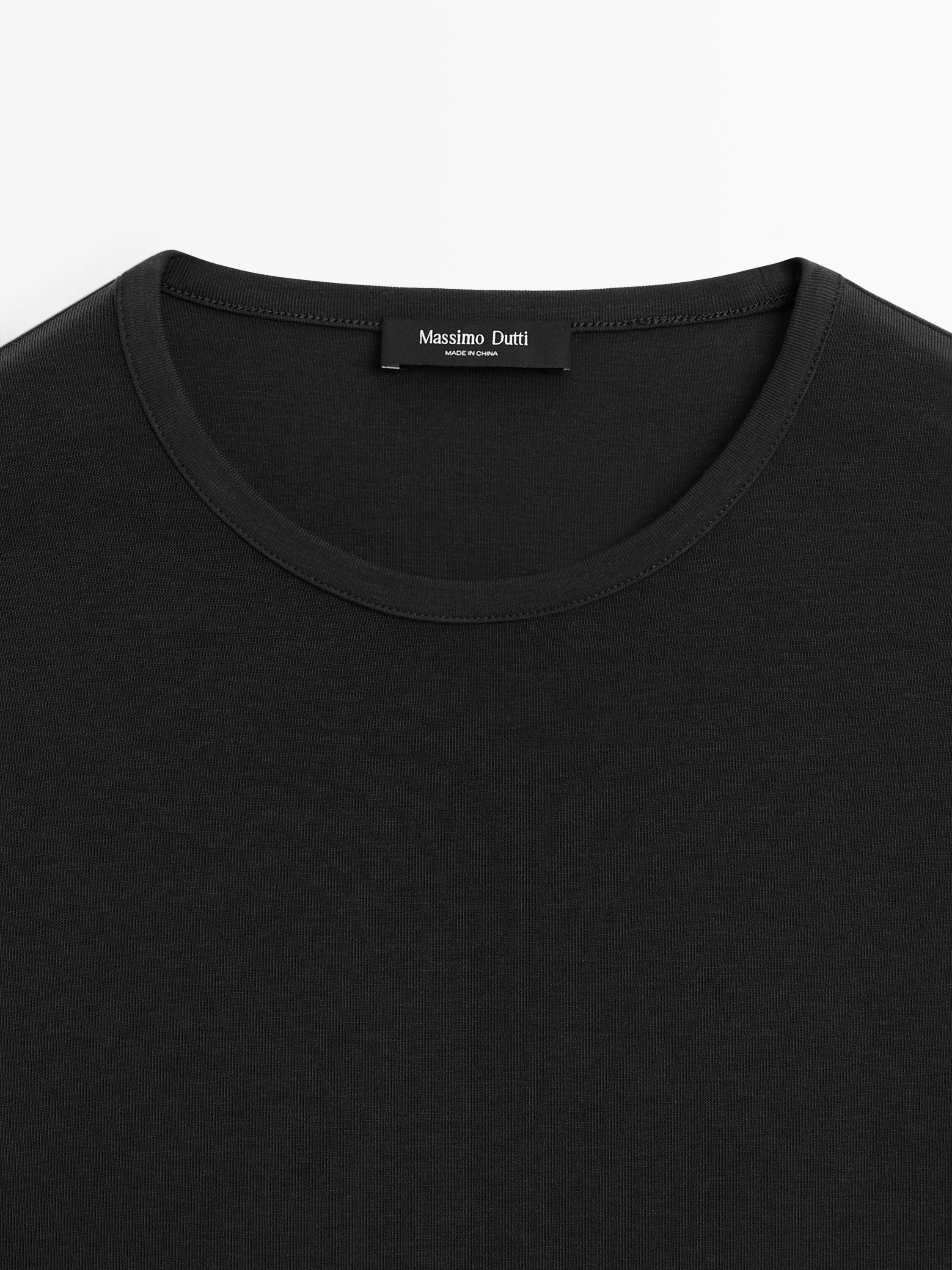 Lyocell blend short sleeve T-shirt — BLACK