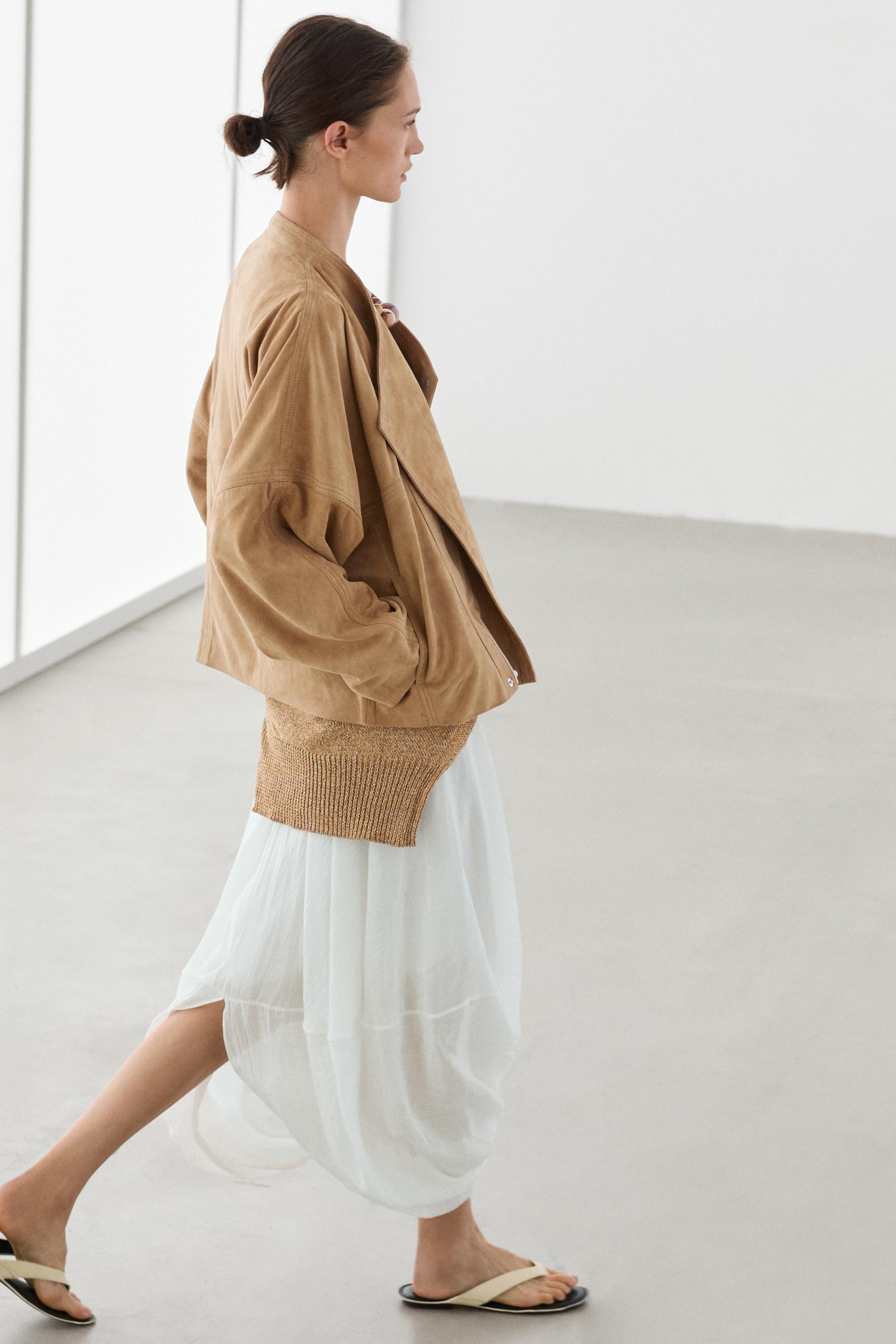 Double-breasted suede jacket — CAMEL
