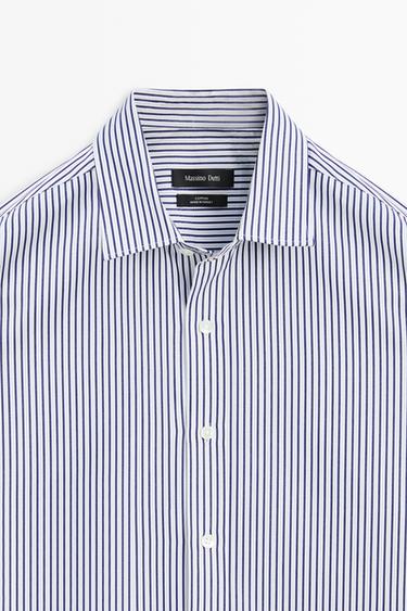 100% cotton regular fit striped shirt — NAVY BLUE 9