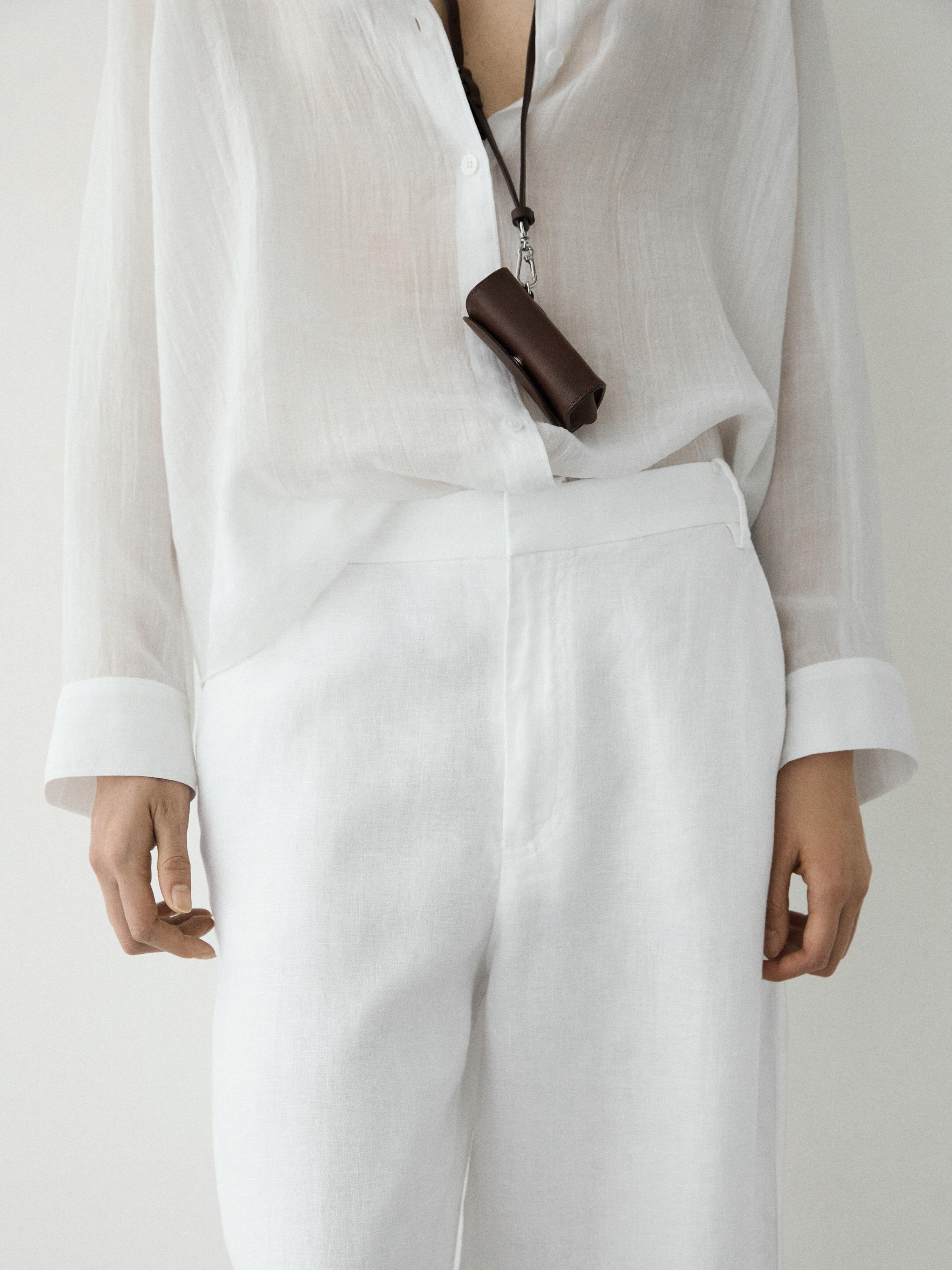 Flowing 100% linen trousers — WHITE