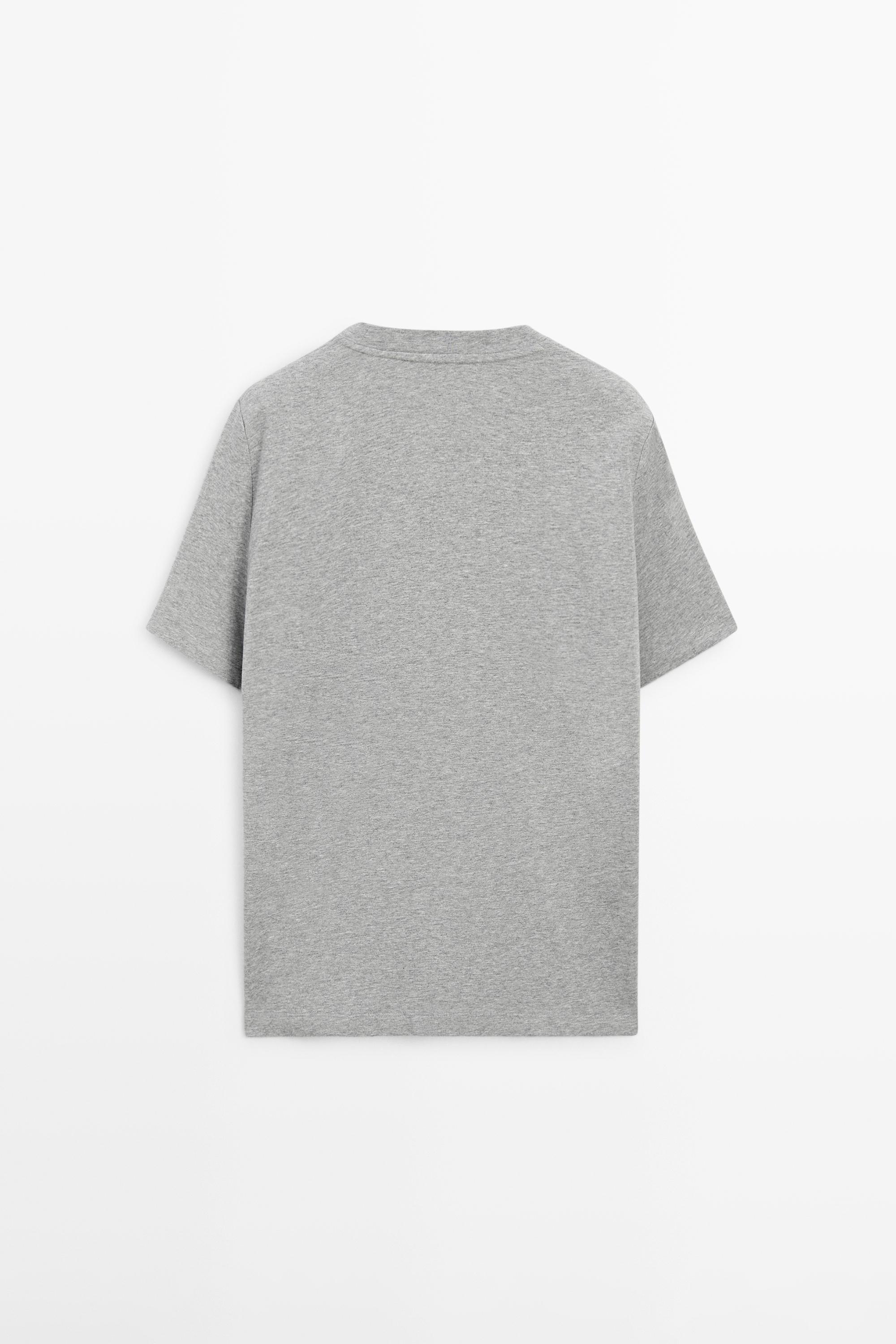 Short sleeve cotton melange T-shirt — GREY MARL