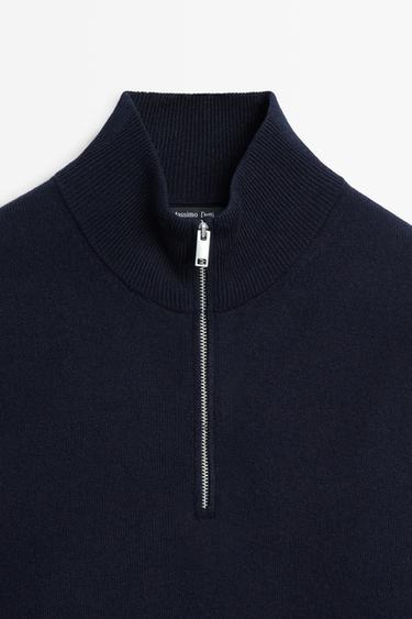 Mock neck knit sweater with zip — NAVY BLUE 9
