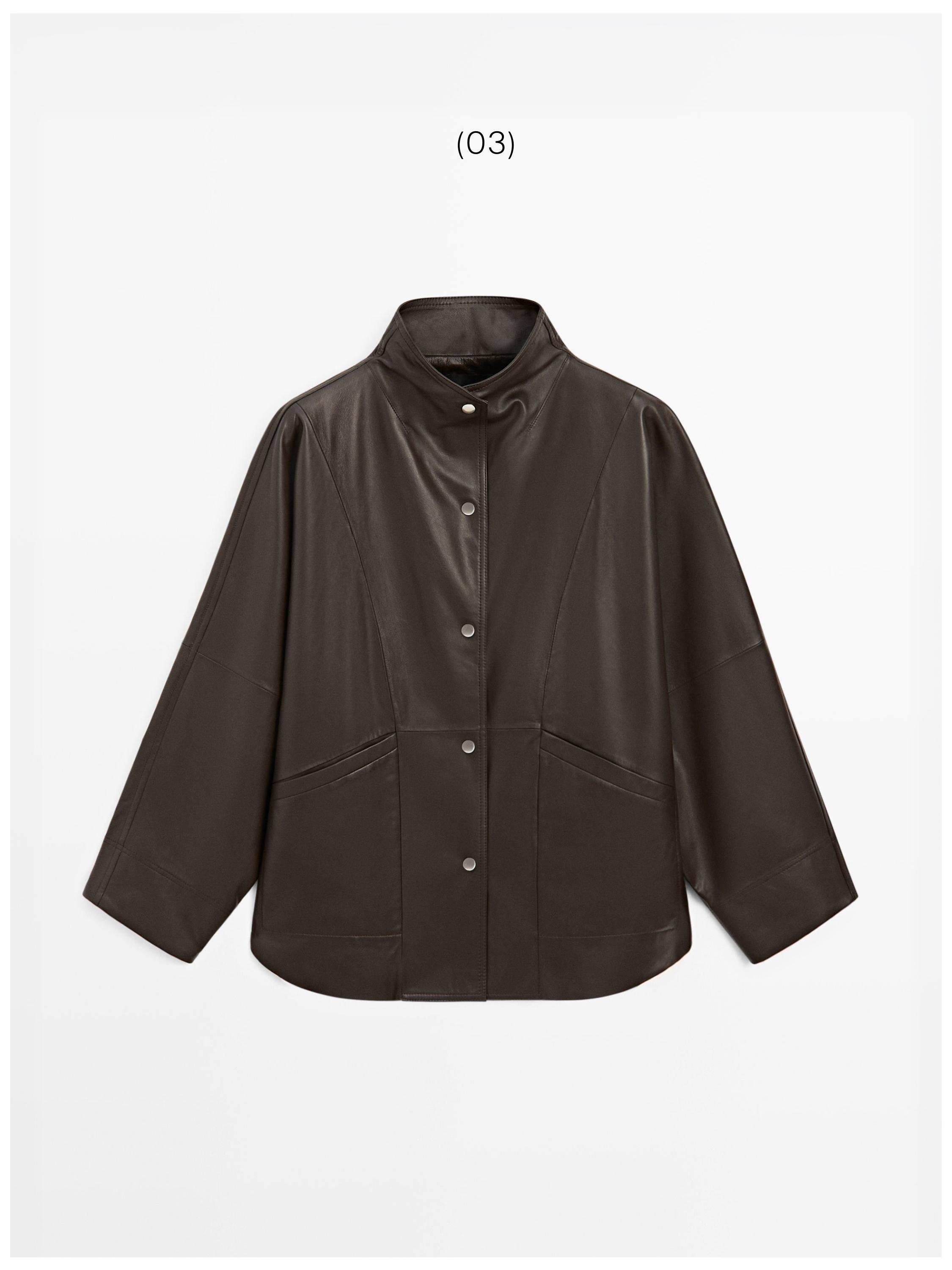 Nappa leather cape jacket — BROWN