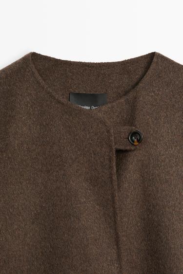 Wool blend buttoned cape — BROWN 9