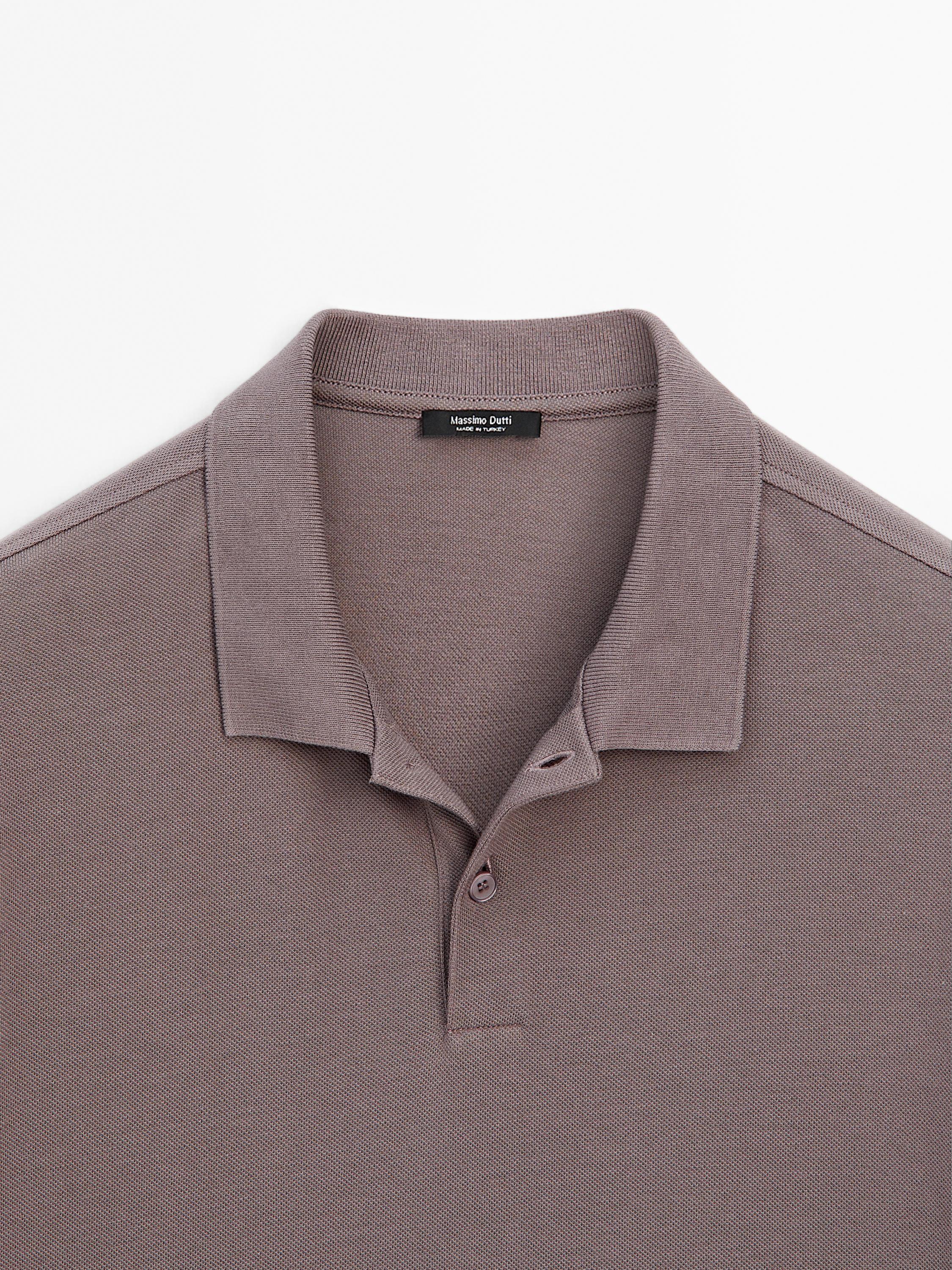 Micro textured piqué cotton polo shirt