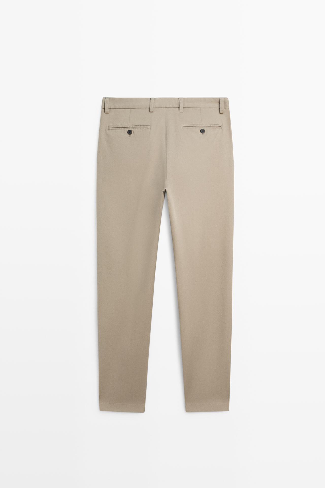 Cotton blend slim fit pants — GREEN