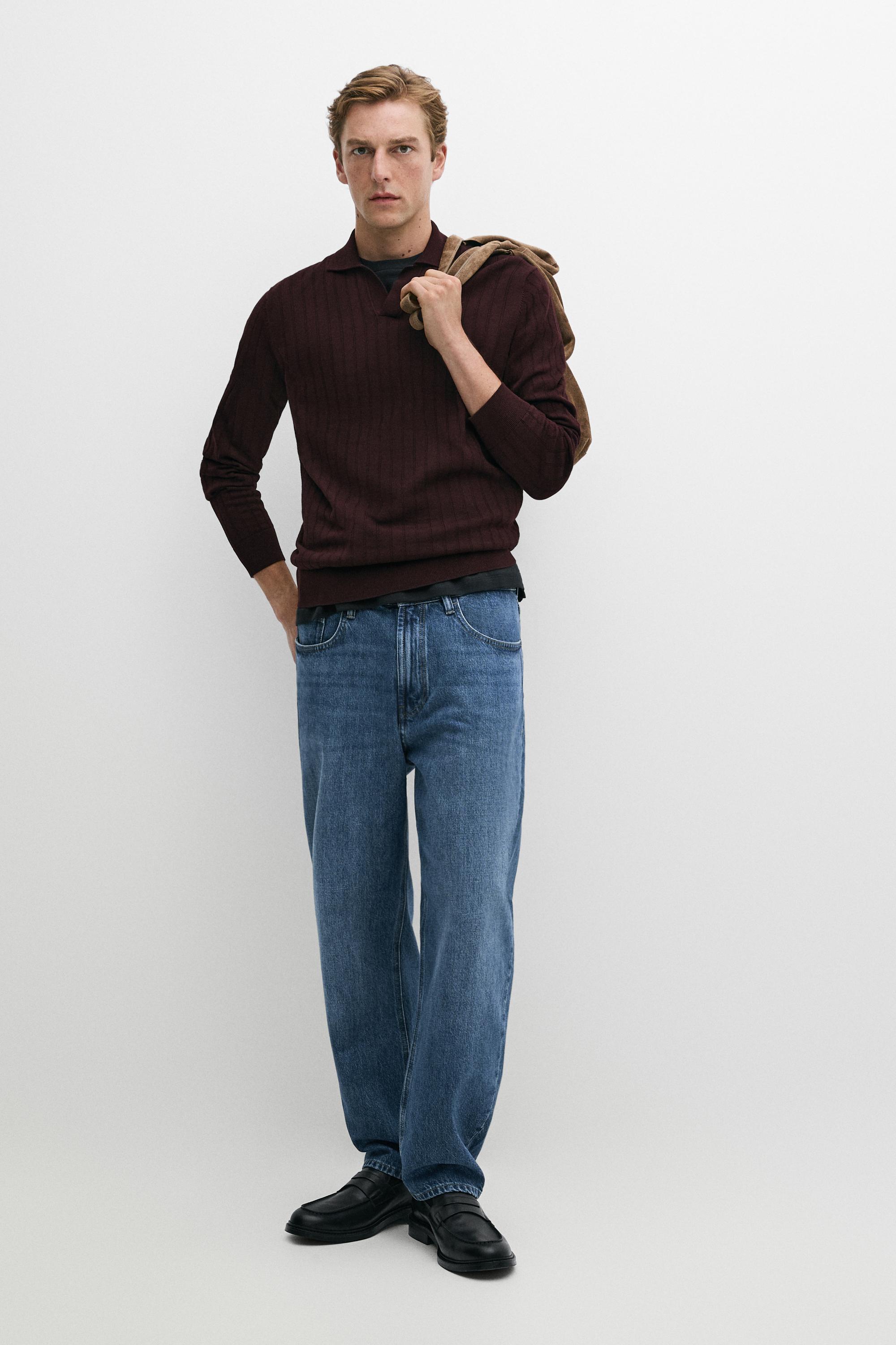 Strickpullover aus reiner Baumwolle mit Polokragen