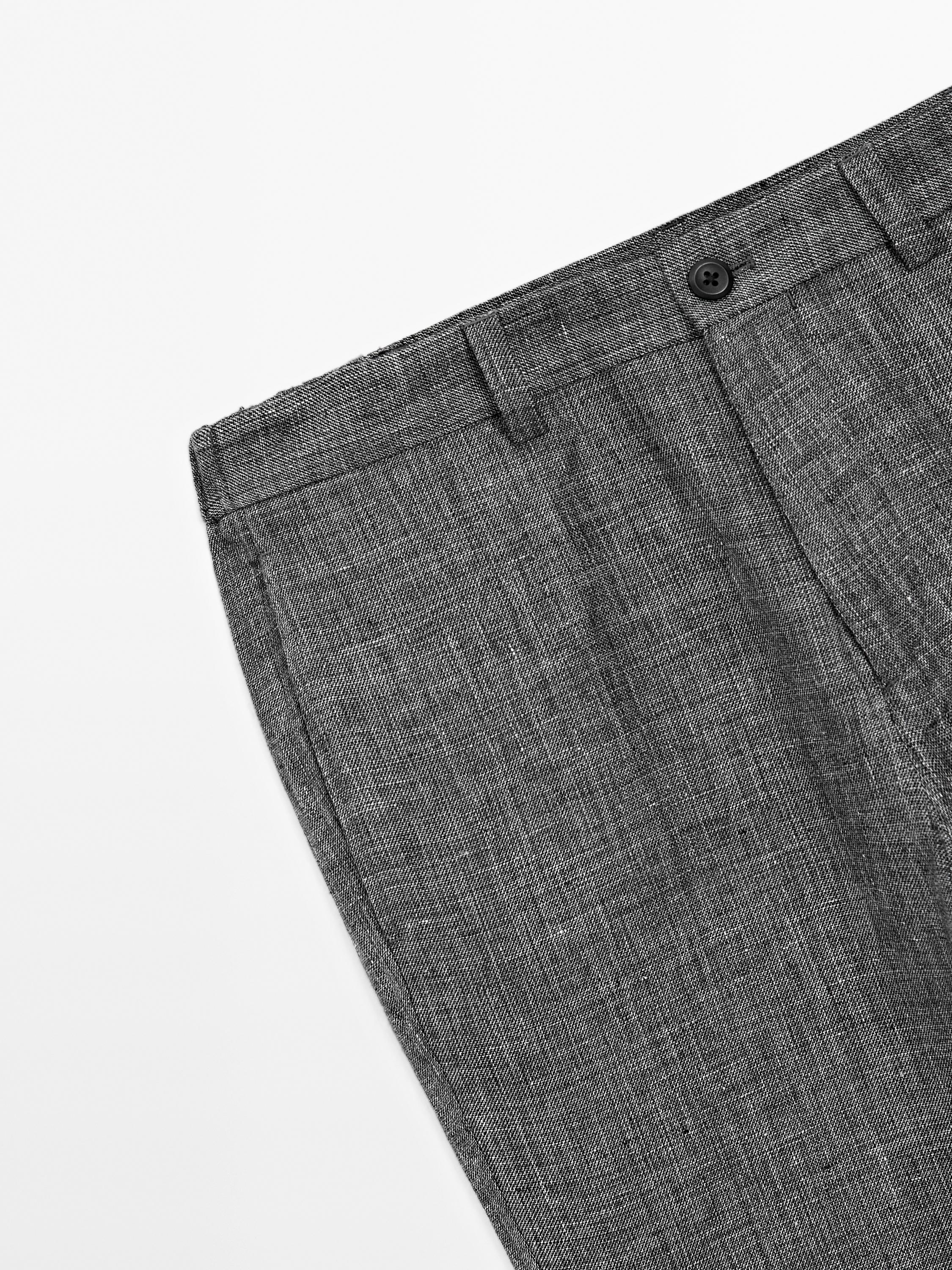 Pantalón tapered fit 100% lino
