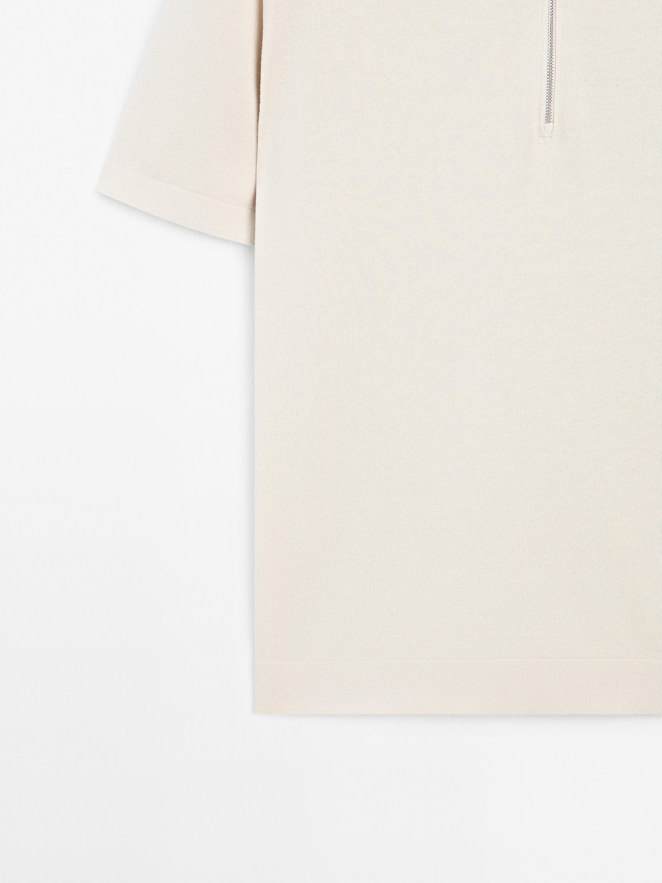 Cotton knit quarter-zip polo shirt