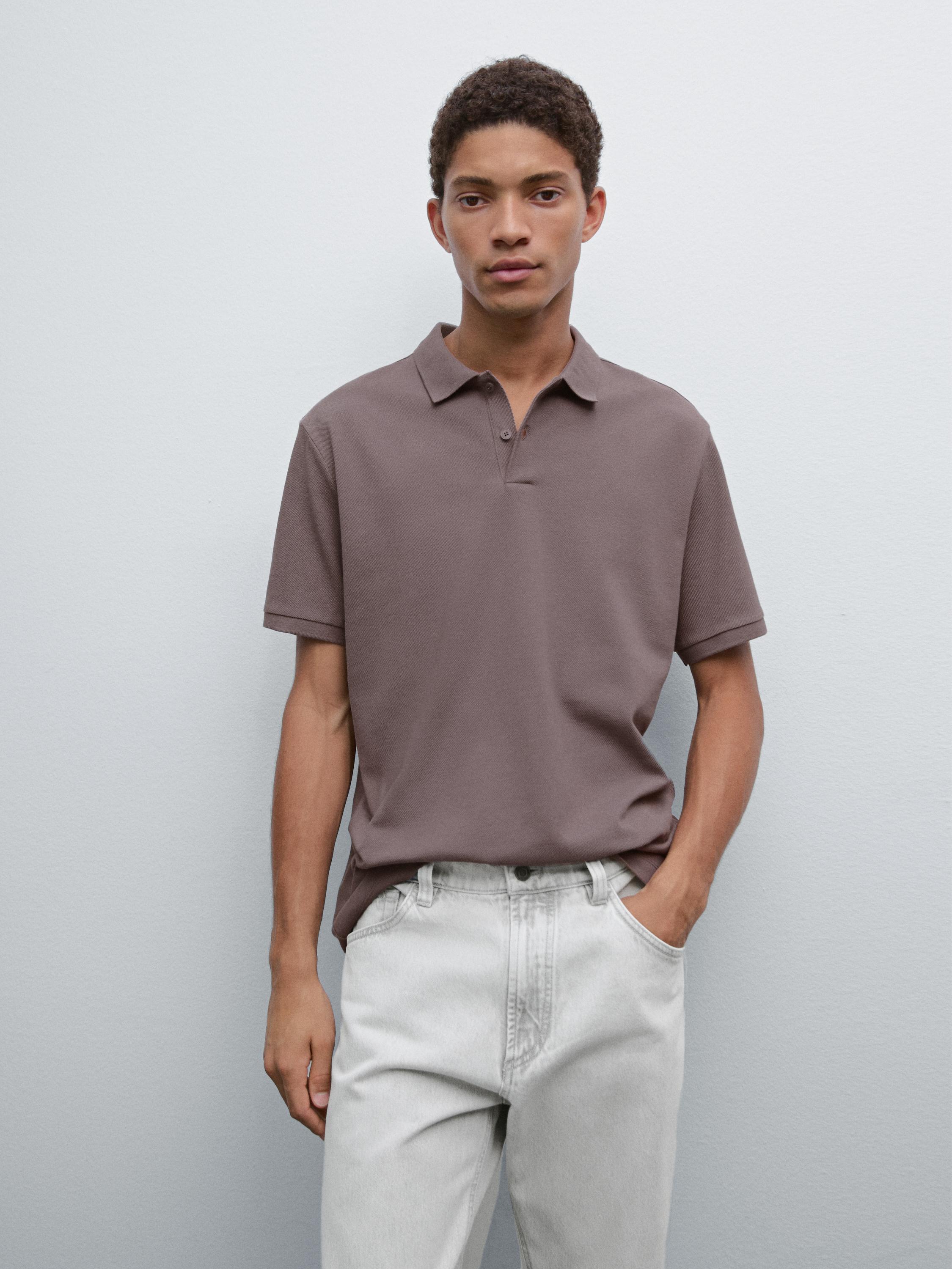 Micro textured piqué cotton polo shirt