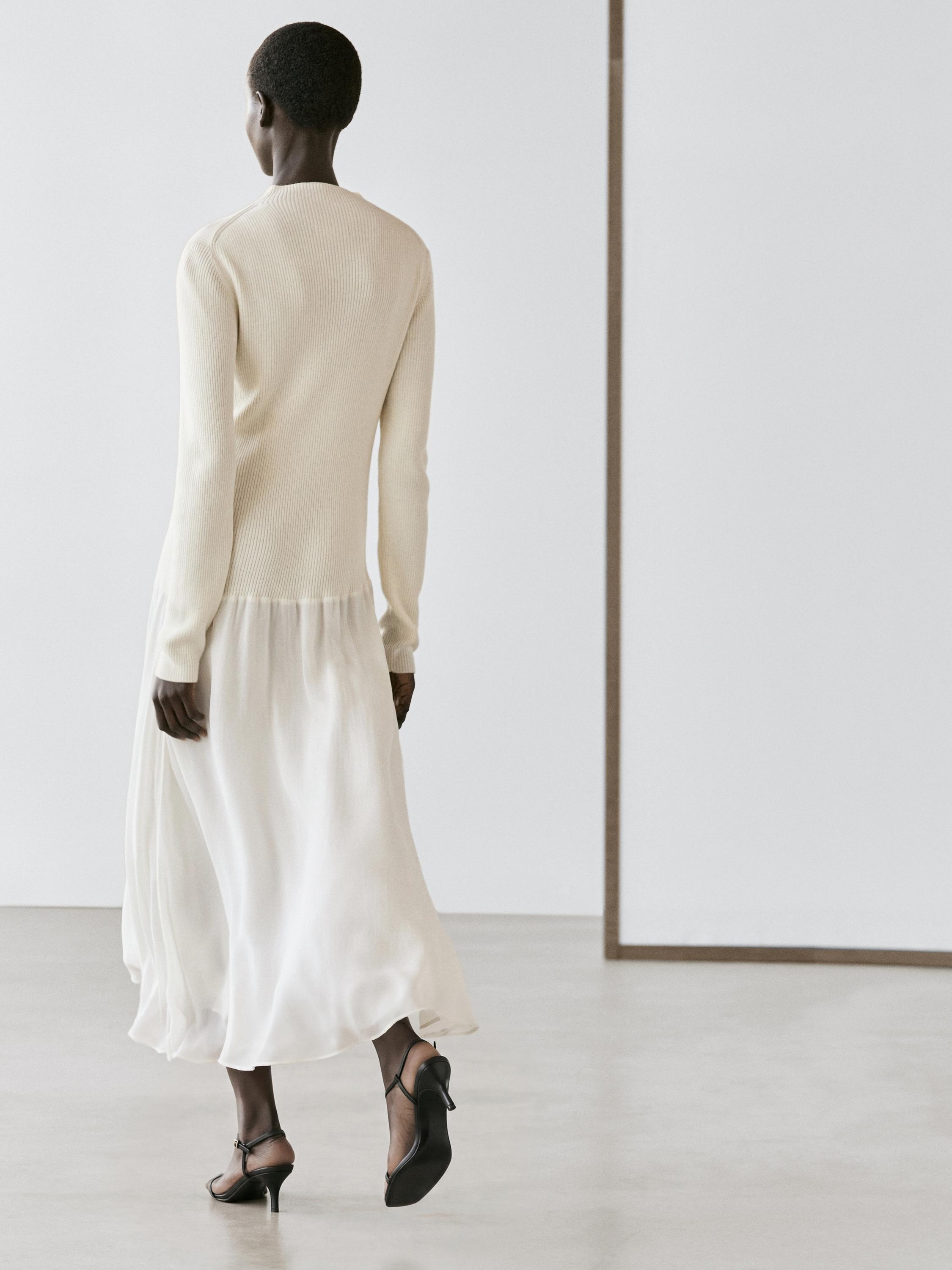 Knit dress with matching detail — CREAM