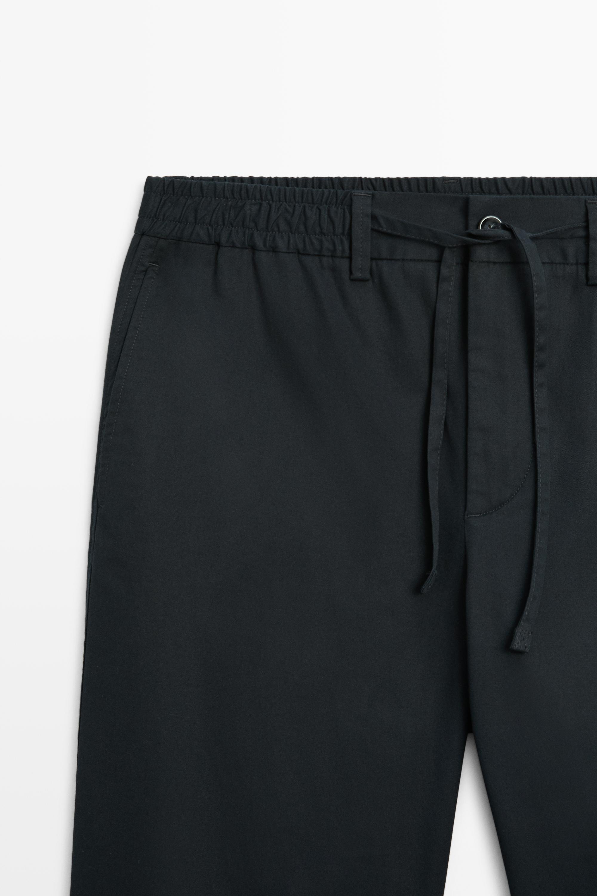 Cotton blend jogger fit pants — NAVY BLUE