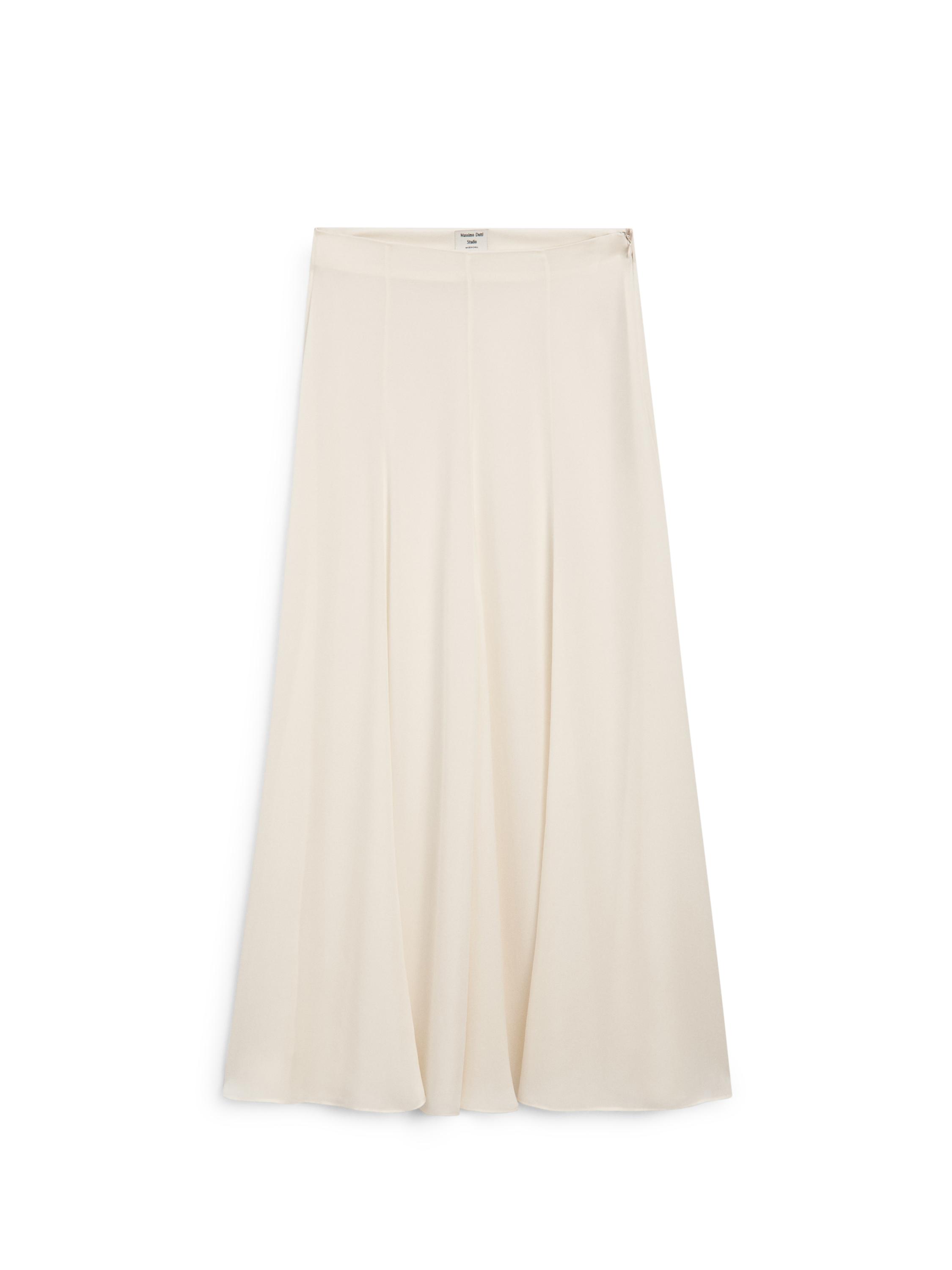 Flowing 100% silk midi skirt with seams - STUDIO — CREAM