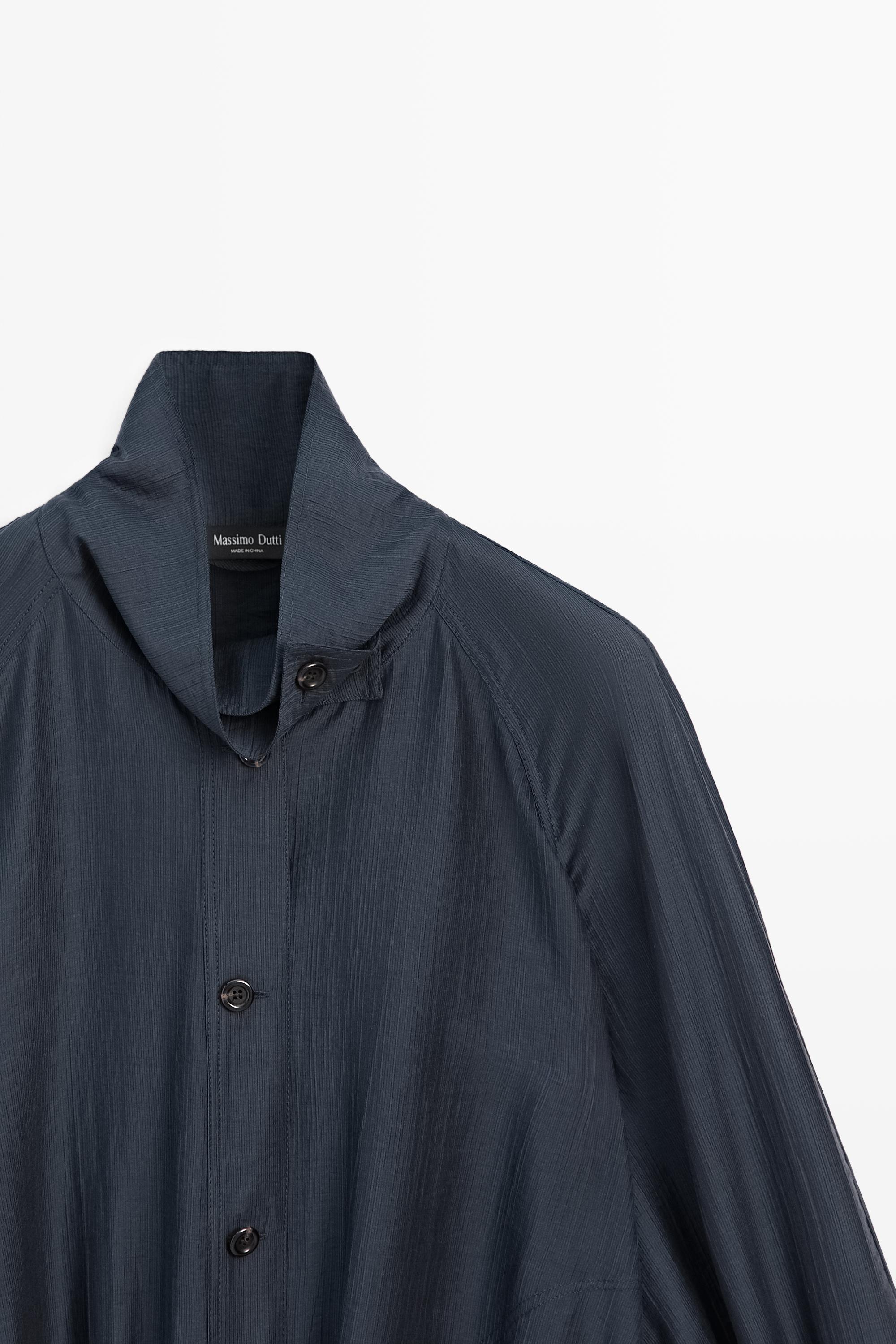 Fluid overshirt with puff detail — FADED BLUE