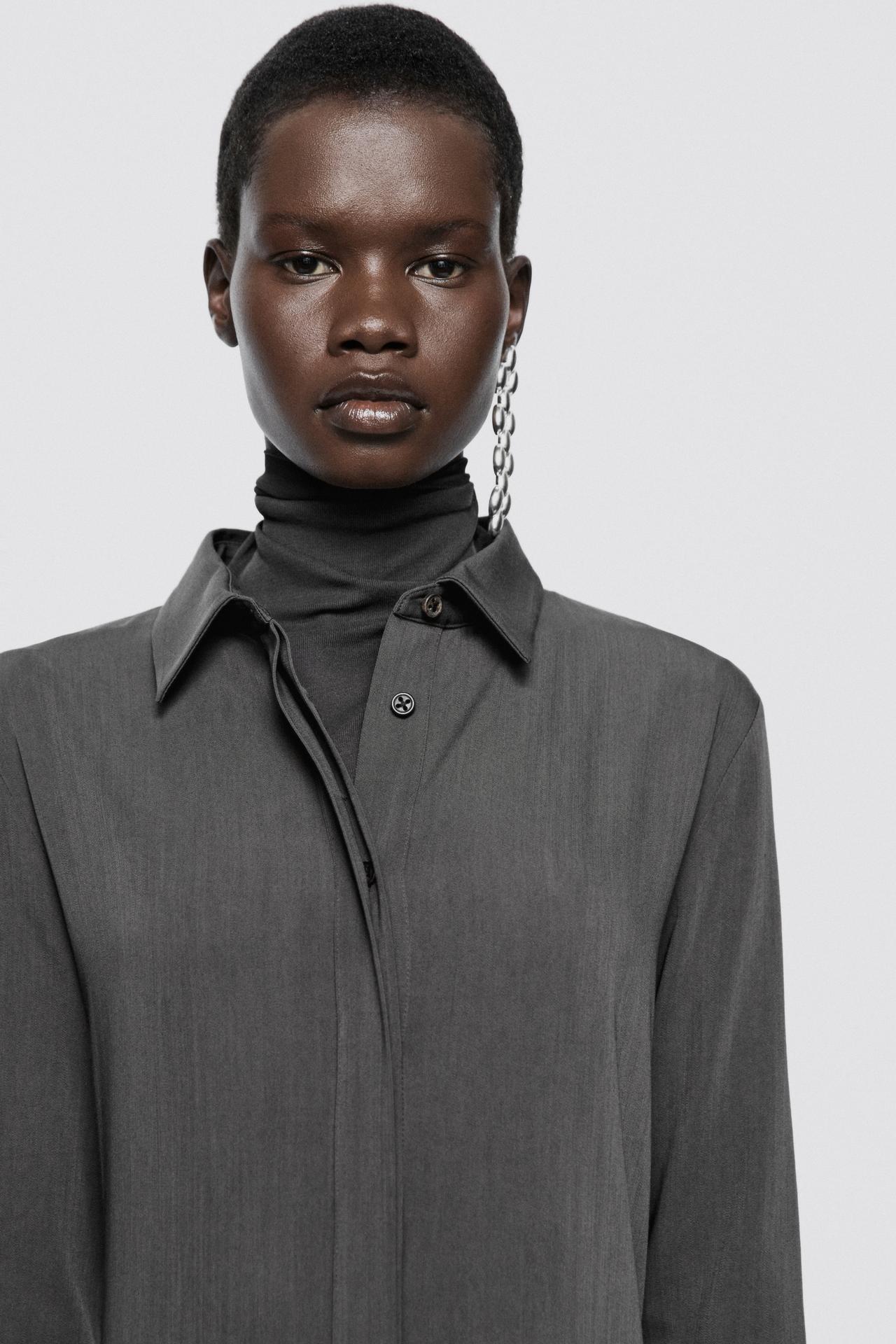 Flowing wool blend shirt dress - LIMITED EDITION — GREY