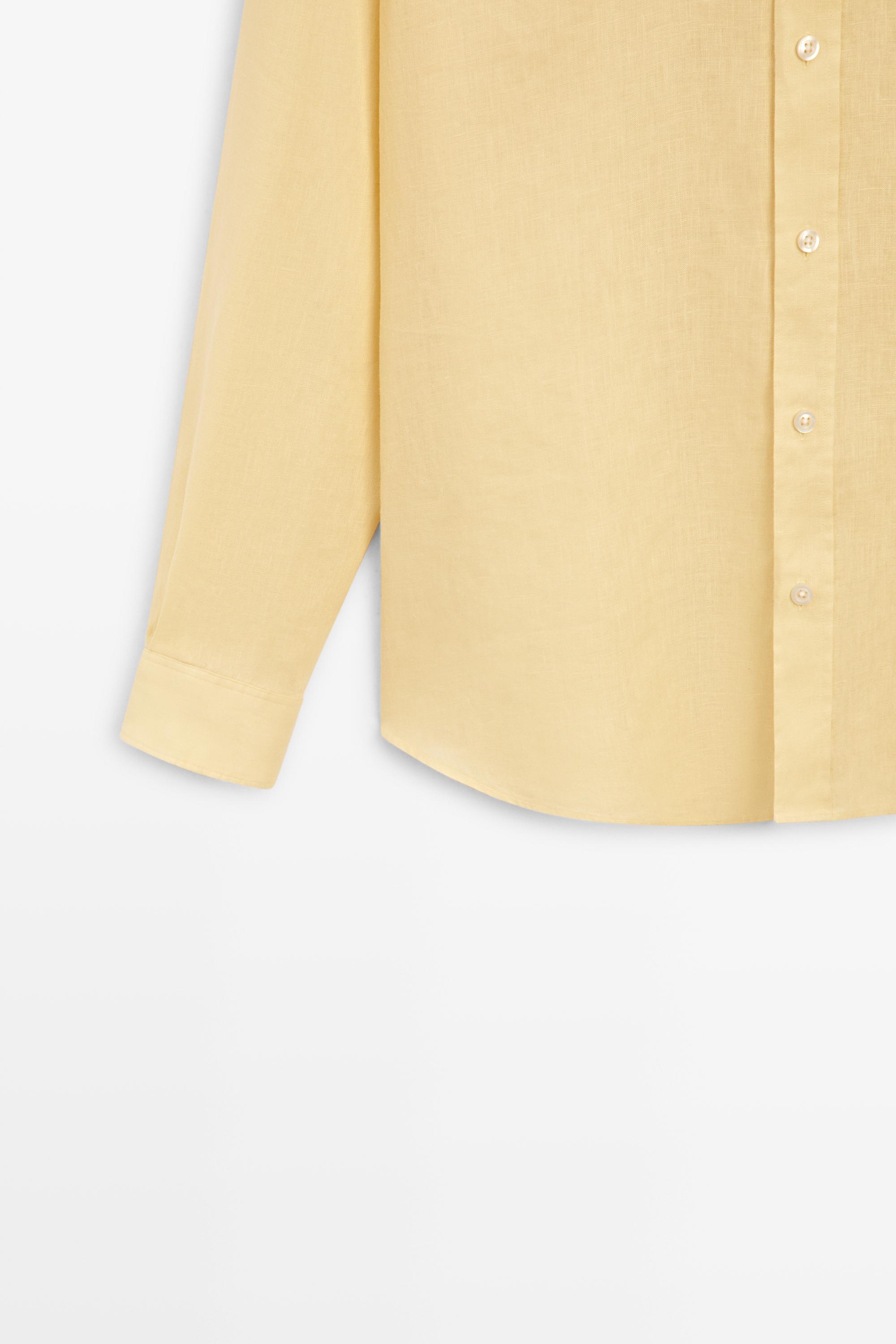 100% linen slim fit shirt — YELLOW