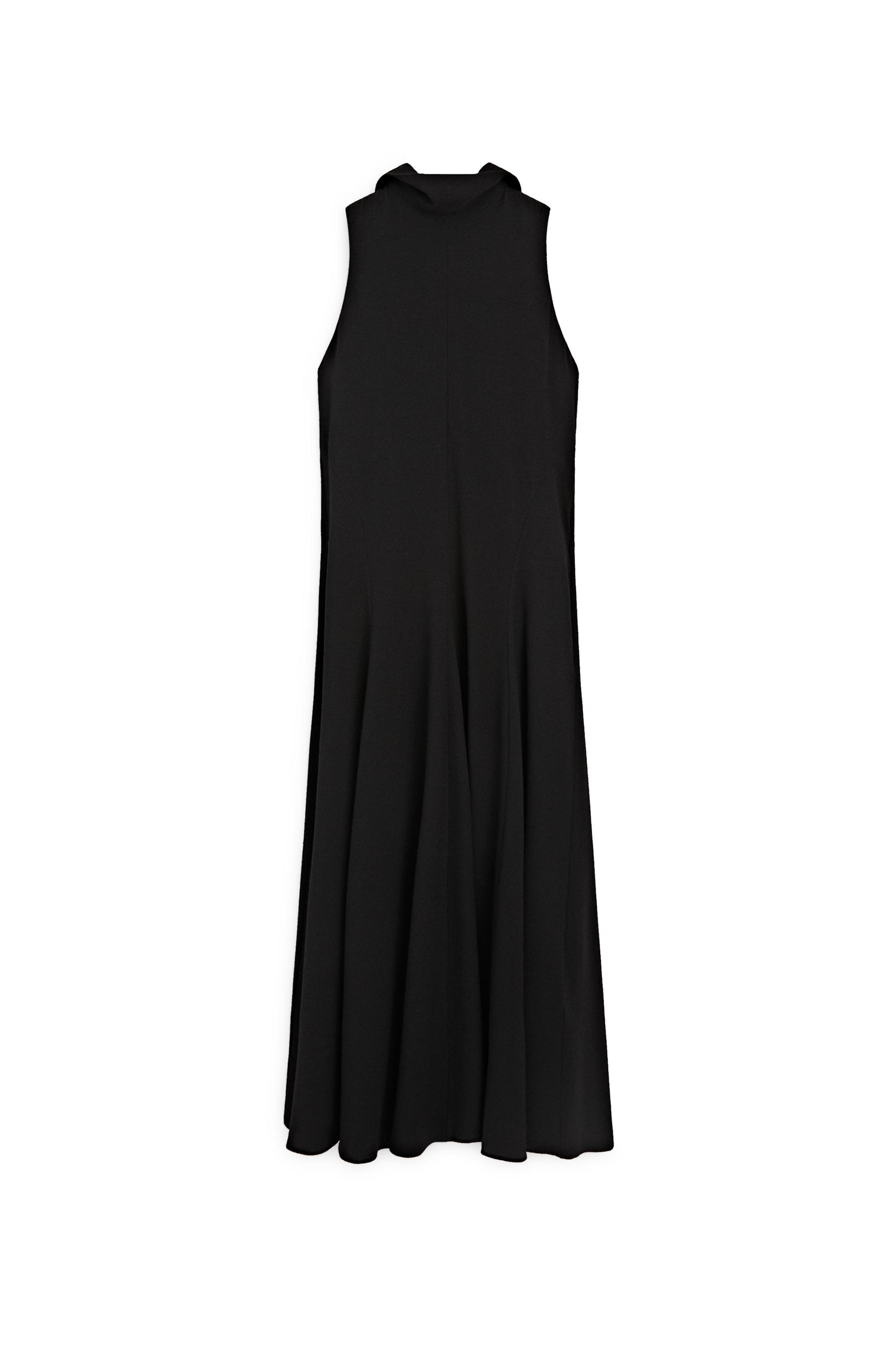 Halter neck midi dress with tie detail — BLACK